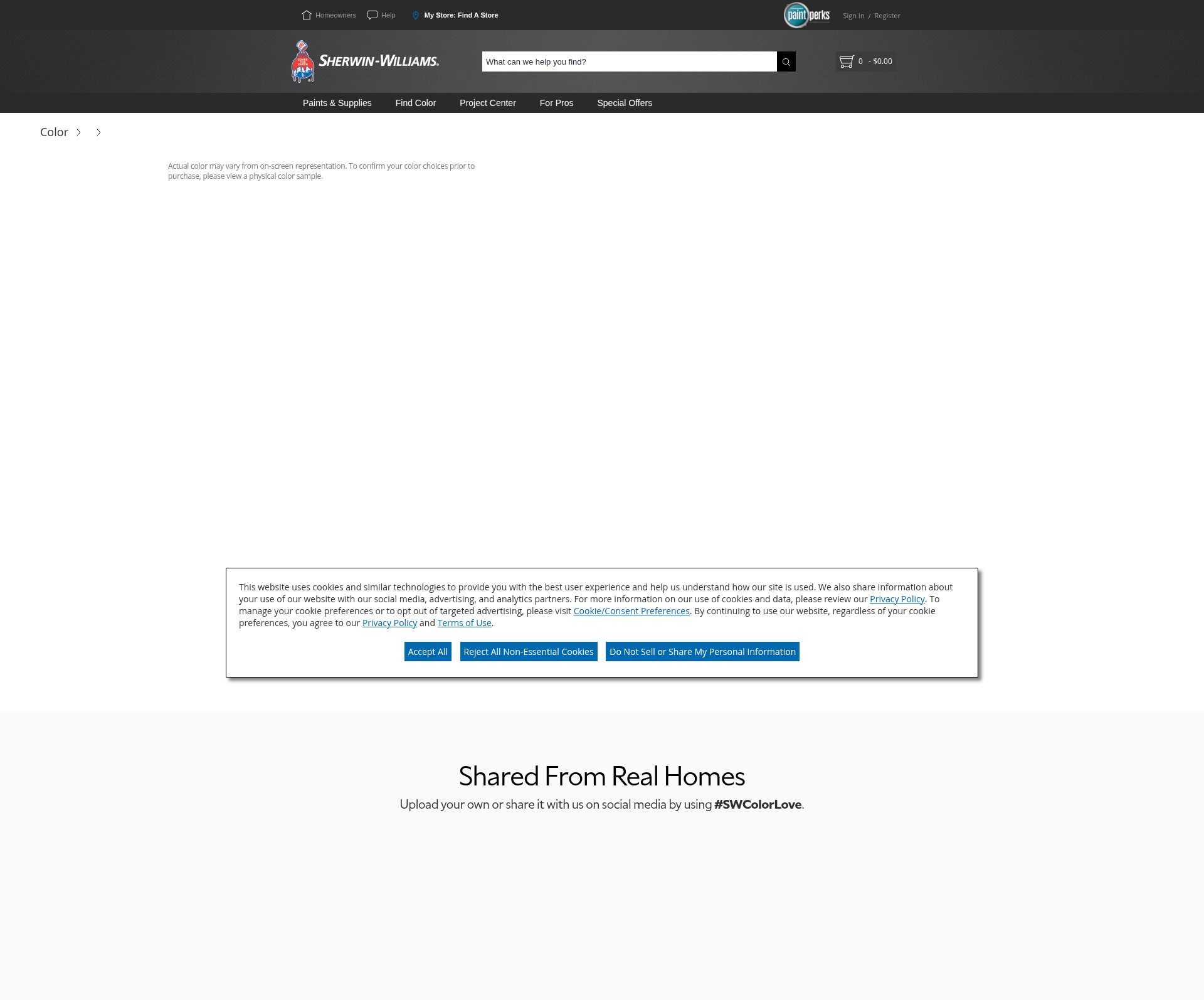 Screenshot of sherwin-williams.com