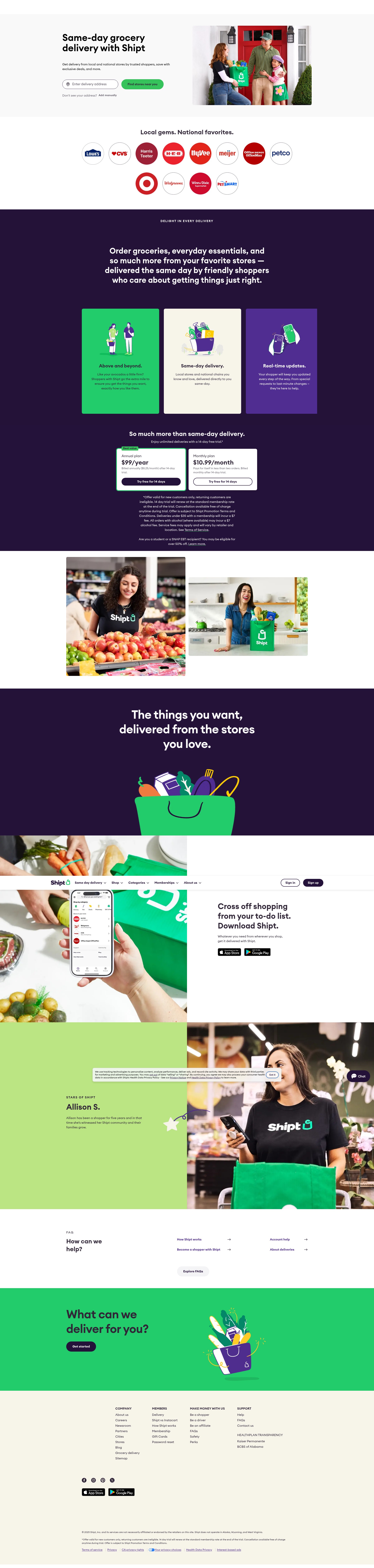 Screenshot of shipt.com