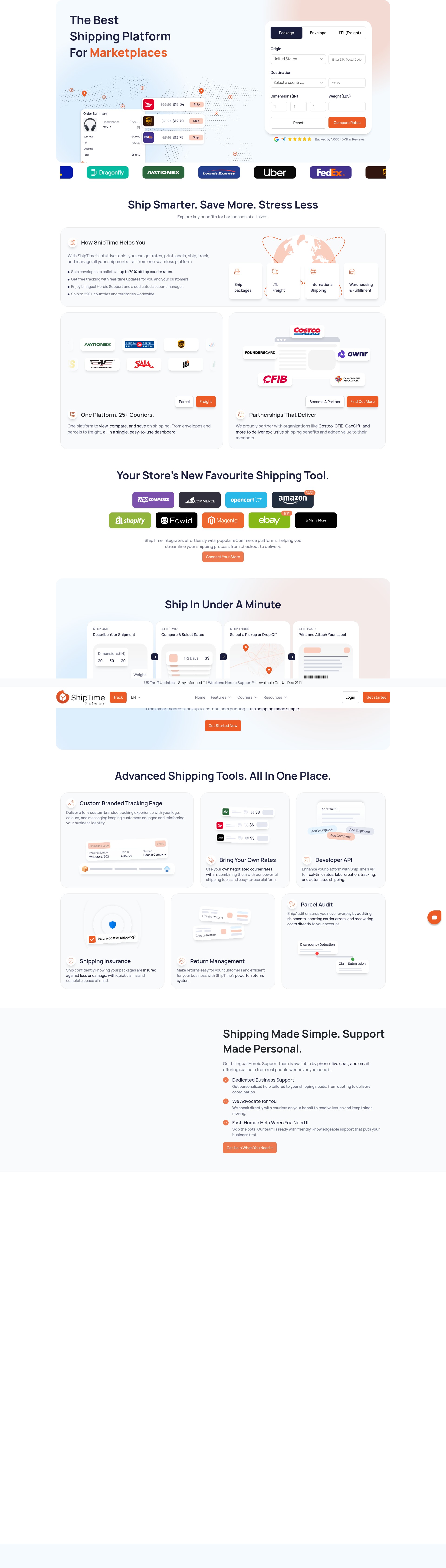 Screenshot of shiptime.com