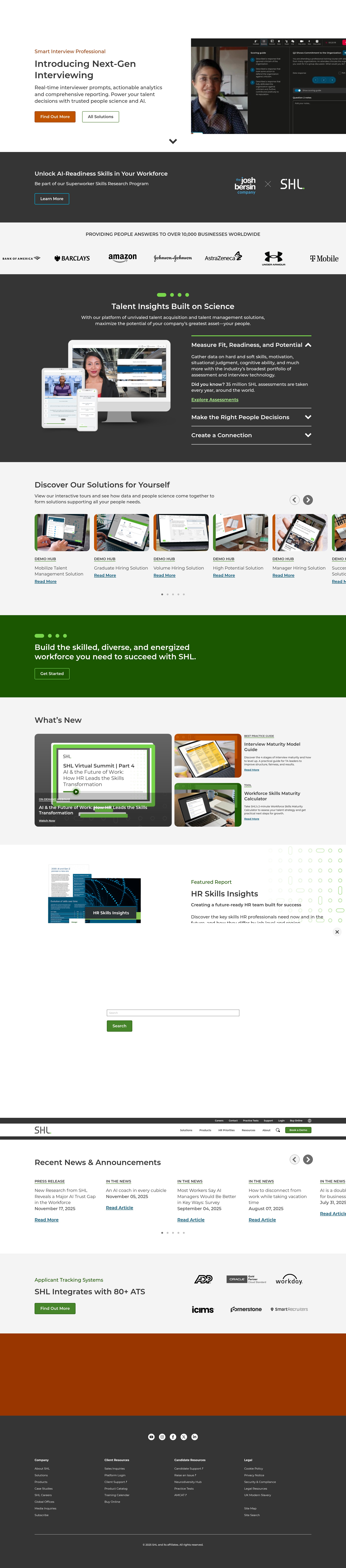 Screenshot of shl.com