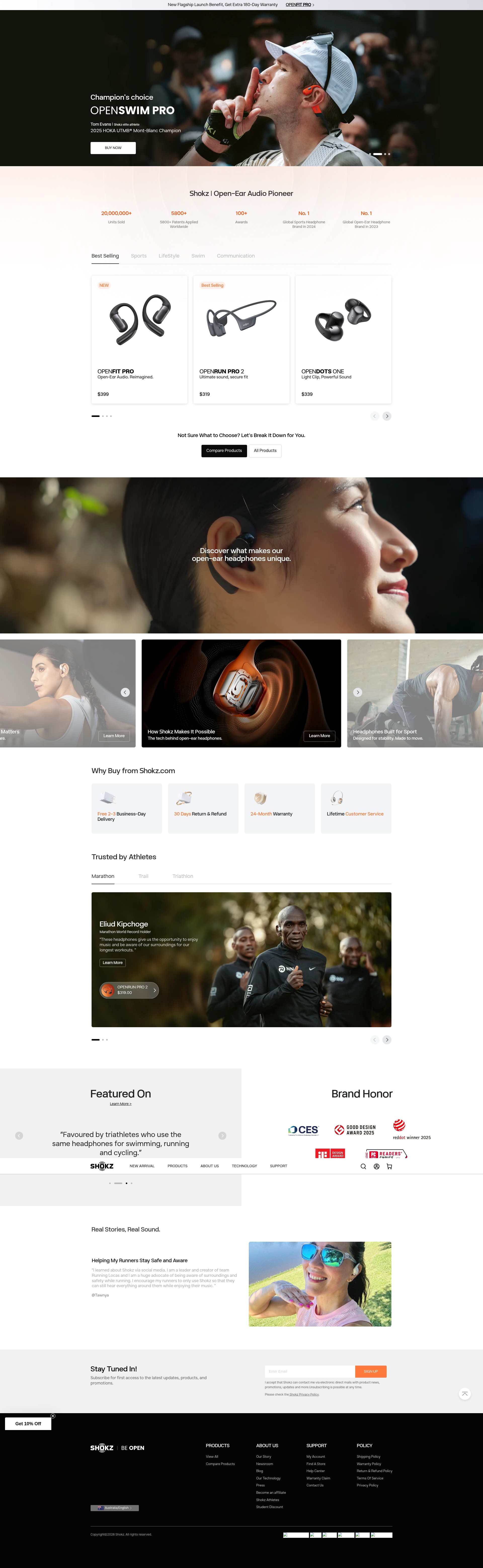 Screenshot of shokz.com.au