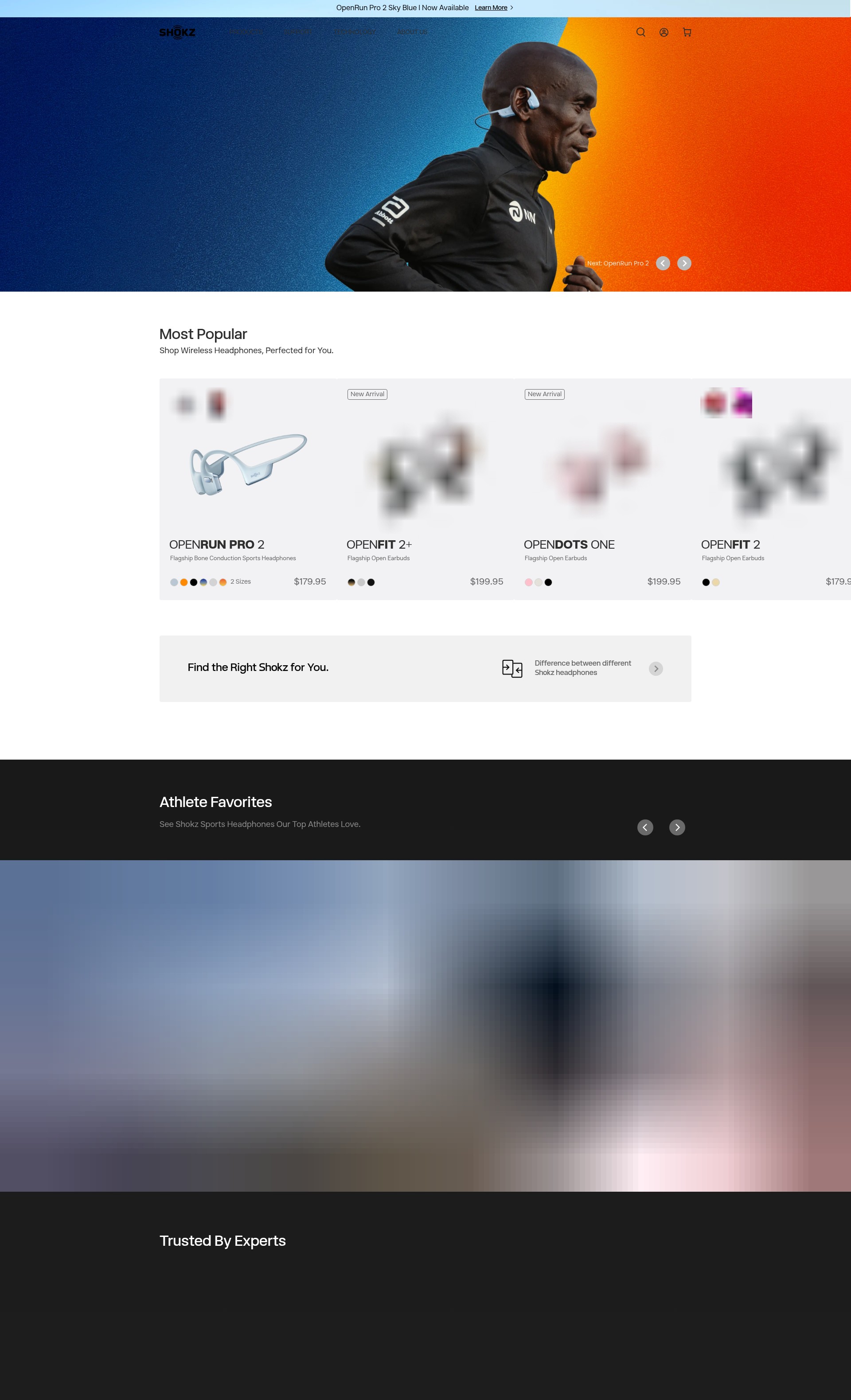 Screenshot of shokz.com