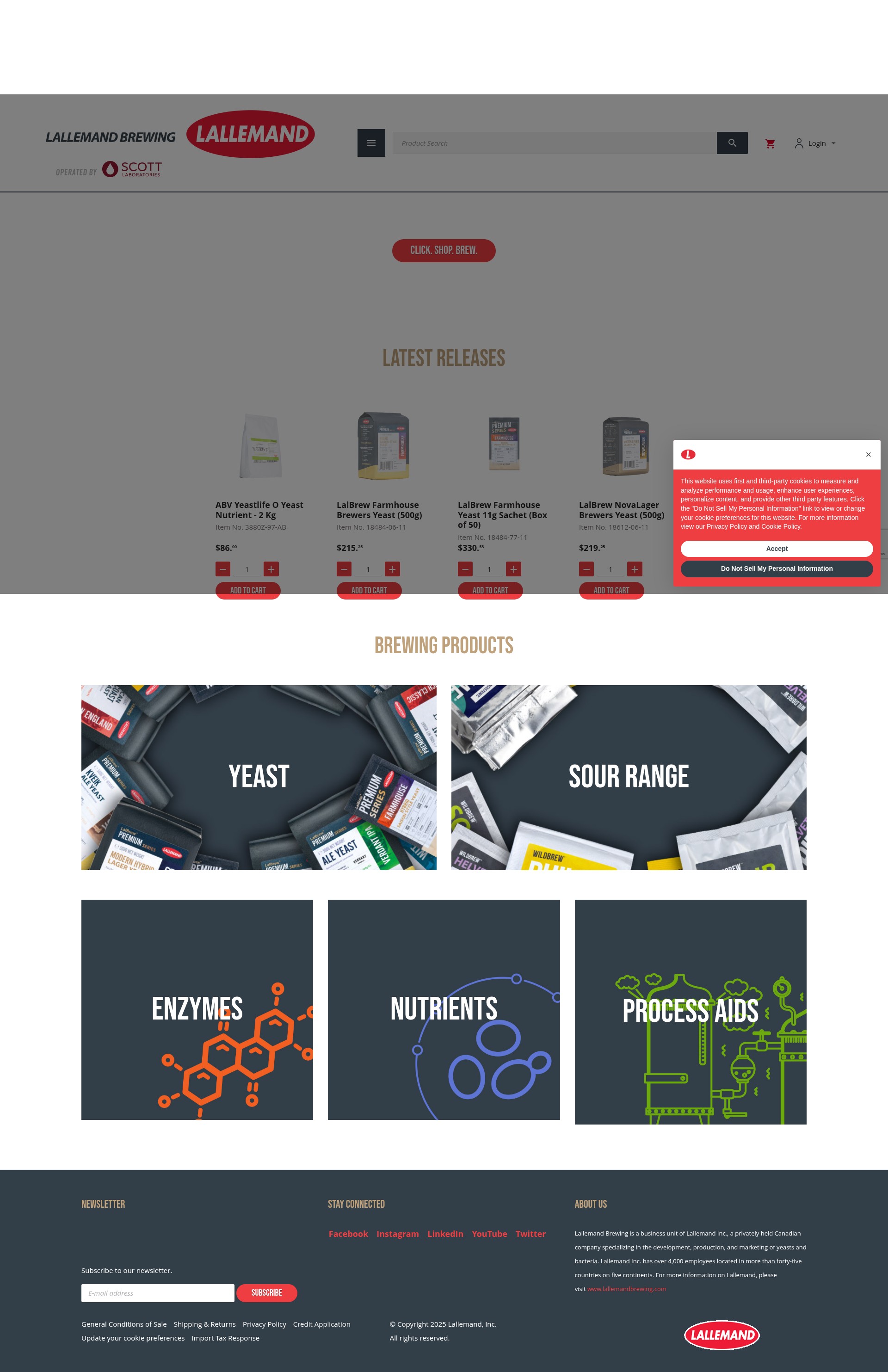 Screenshot of shop-us.lallemandbrewing.com