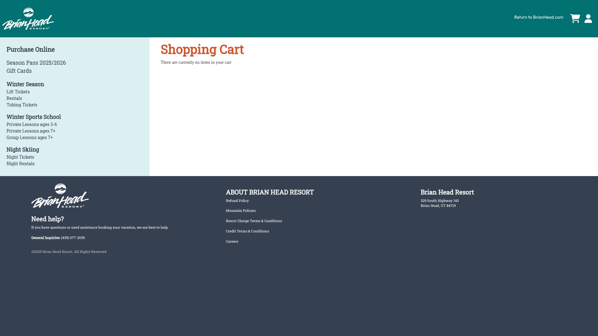 Screenshot of shop.brianhead.com