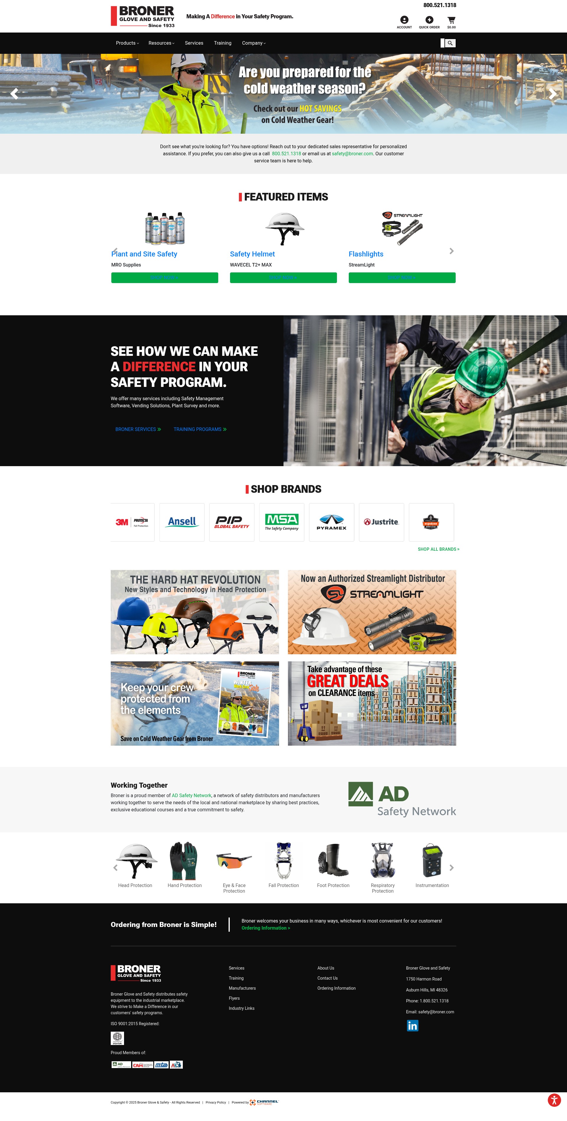 Screenshot of shop.bronersafety.com