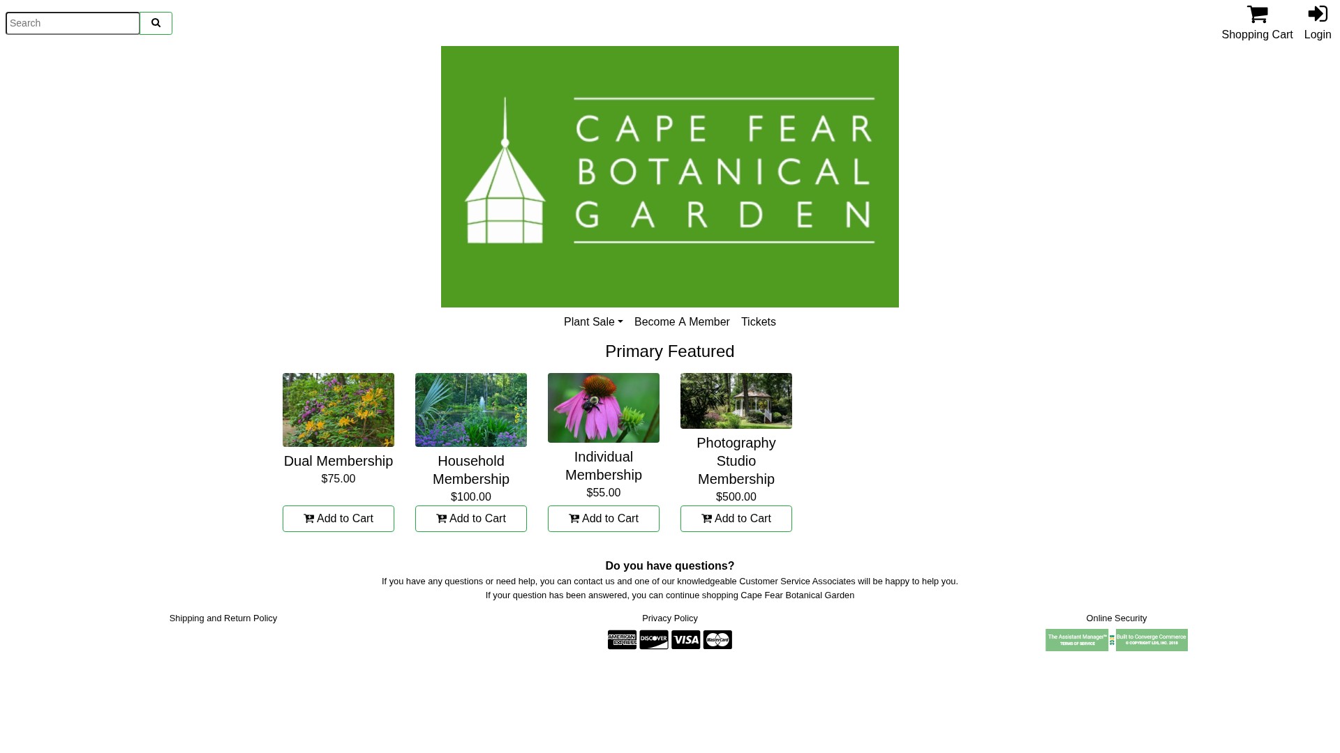 Screenshot of shop.capefearbg.org