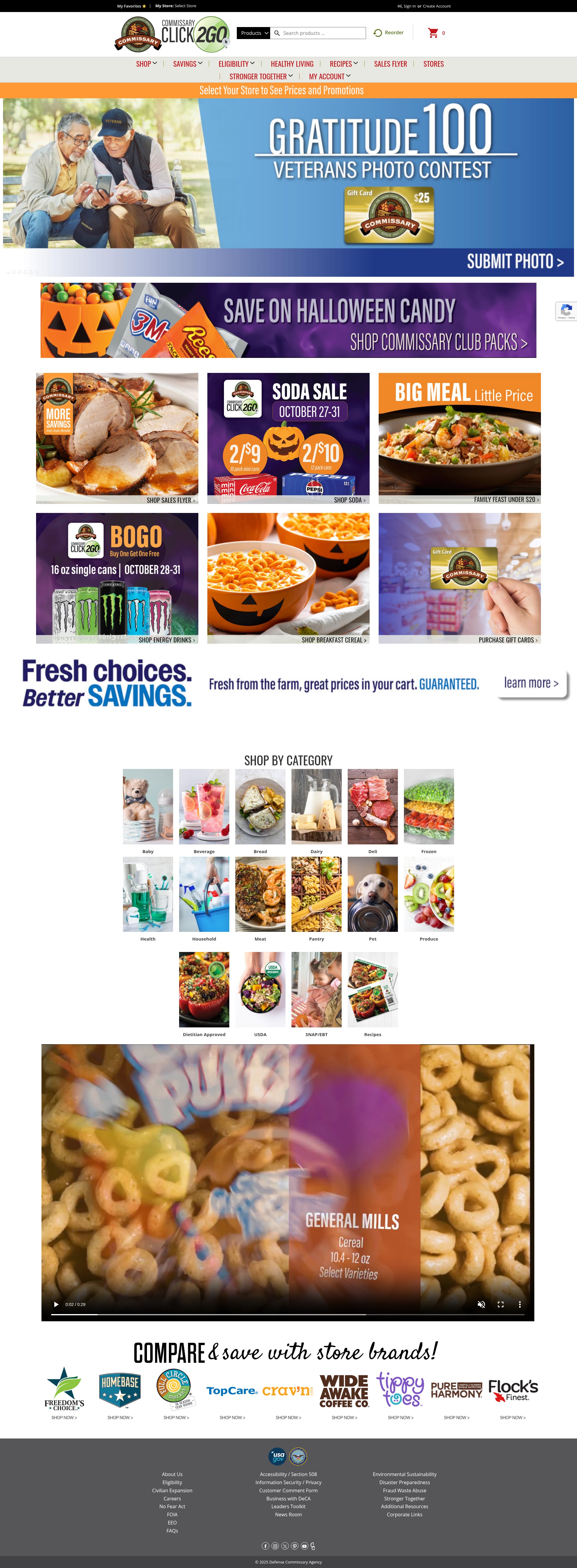 Screenshot of shop.commissaries.com