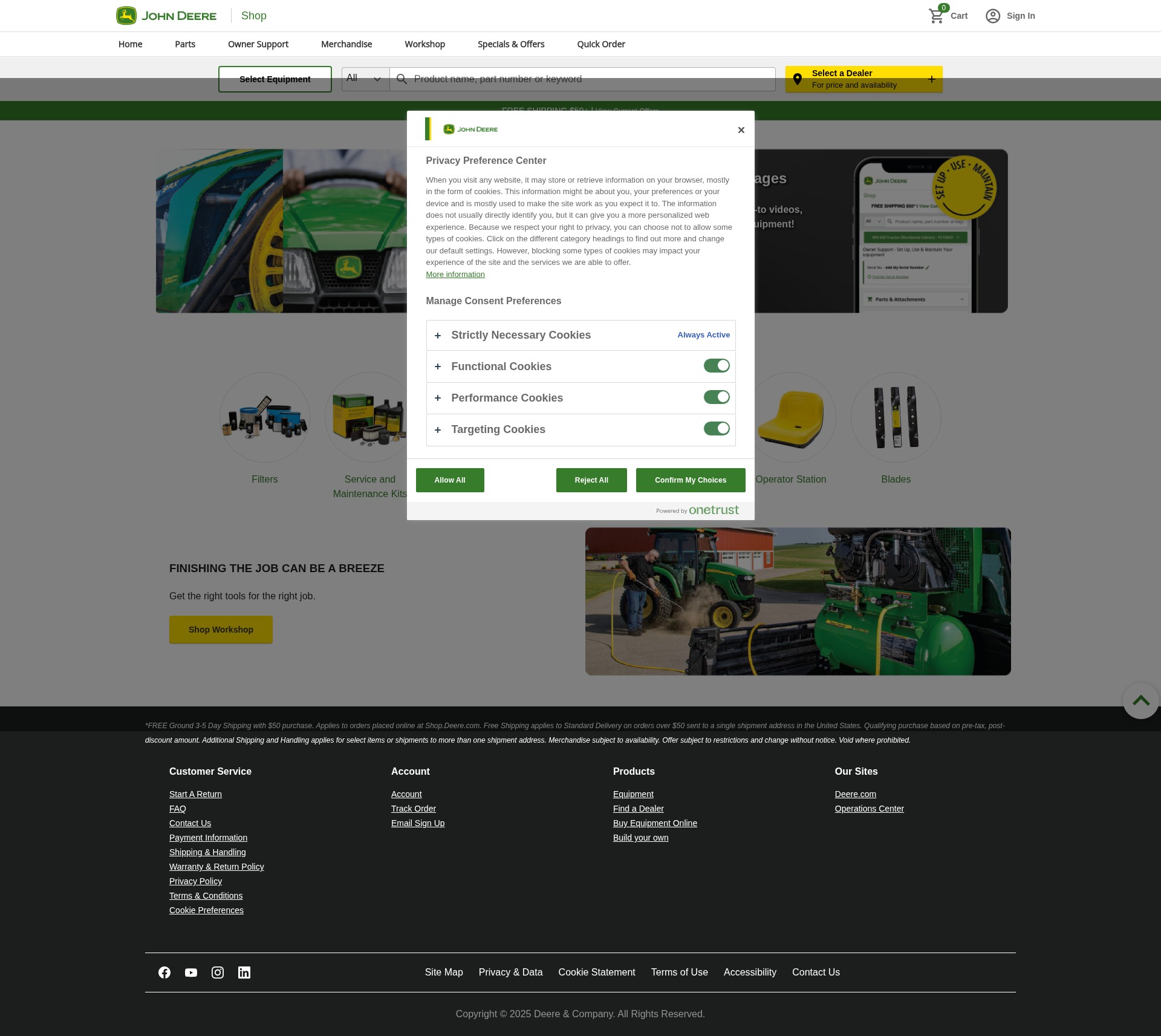 Screenshot of shop.deere.com