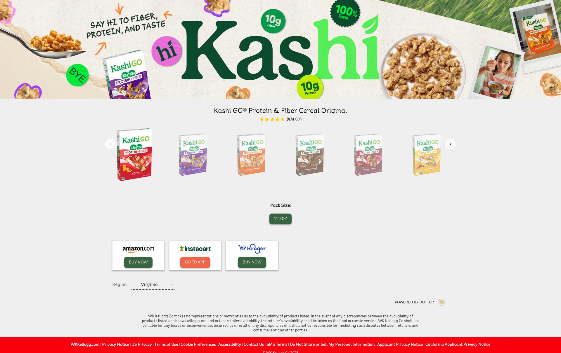 Screenshot of shop.kashi.com