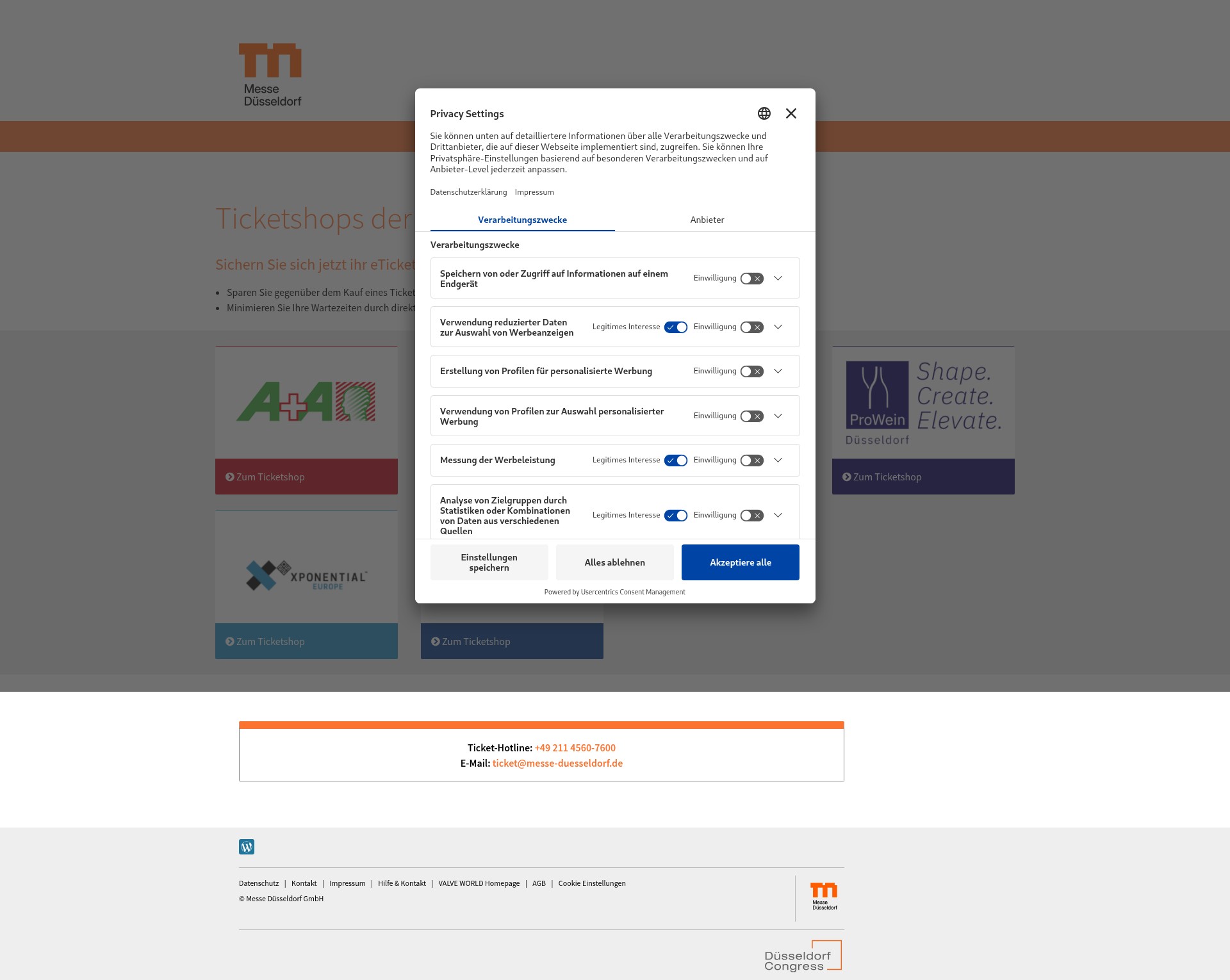 Screenshot of shop.messe-duesseldorf.de