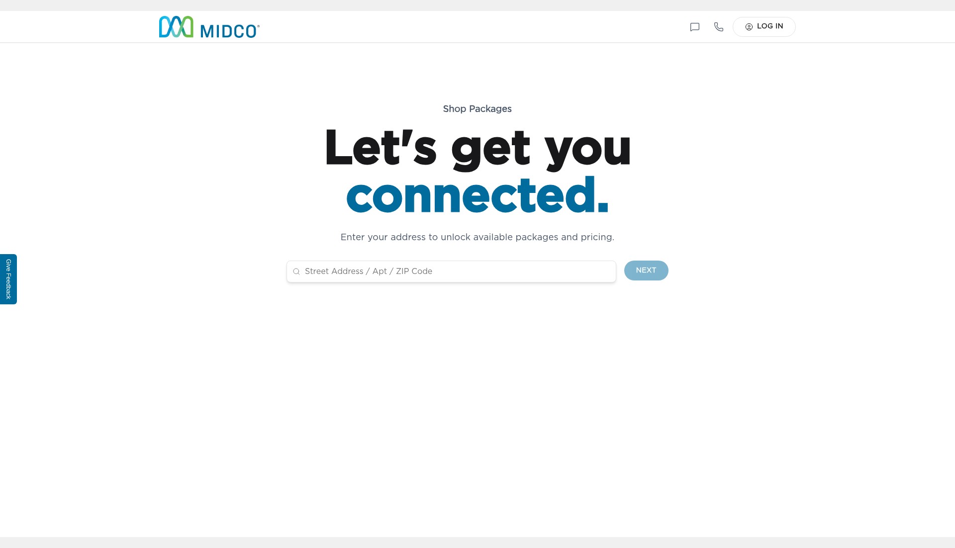 Screenshot of shop.midco.com