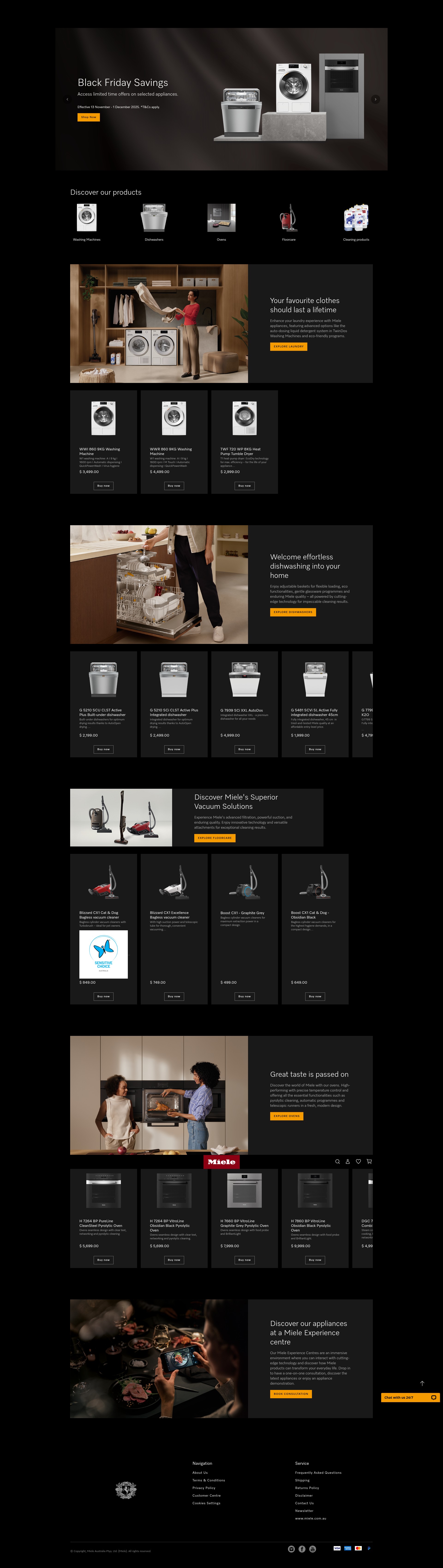 Screenshot of shop.miele.com.au