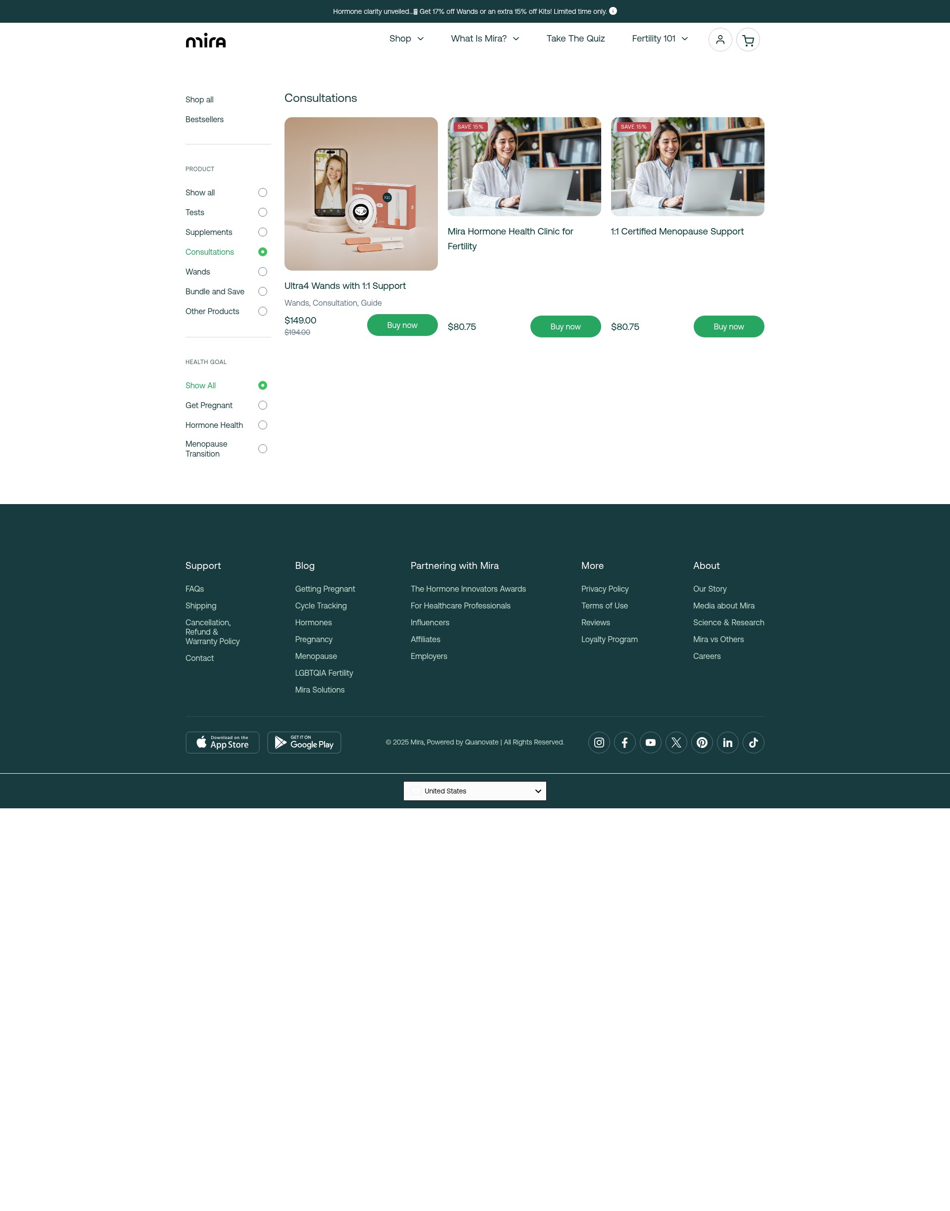 Screenshot of shop.miracare.com