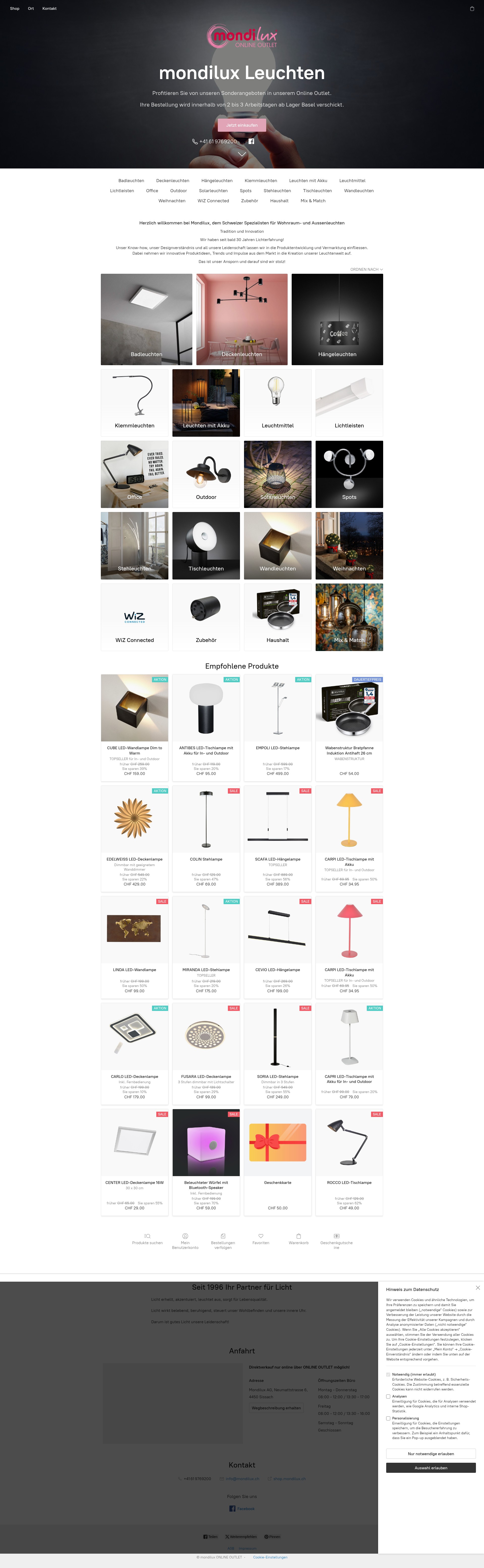 Screenshot of shop.mondilux.ch