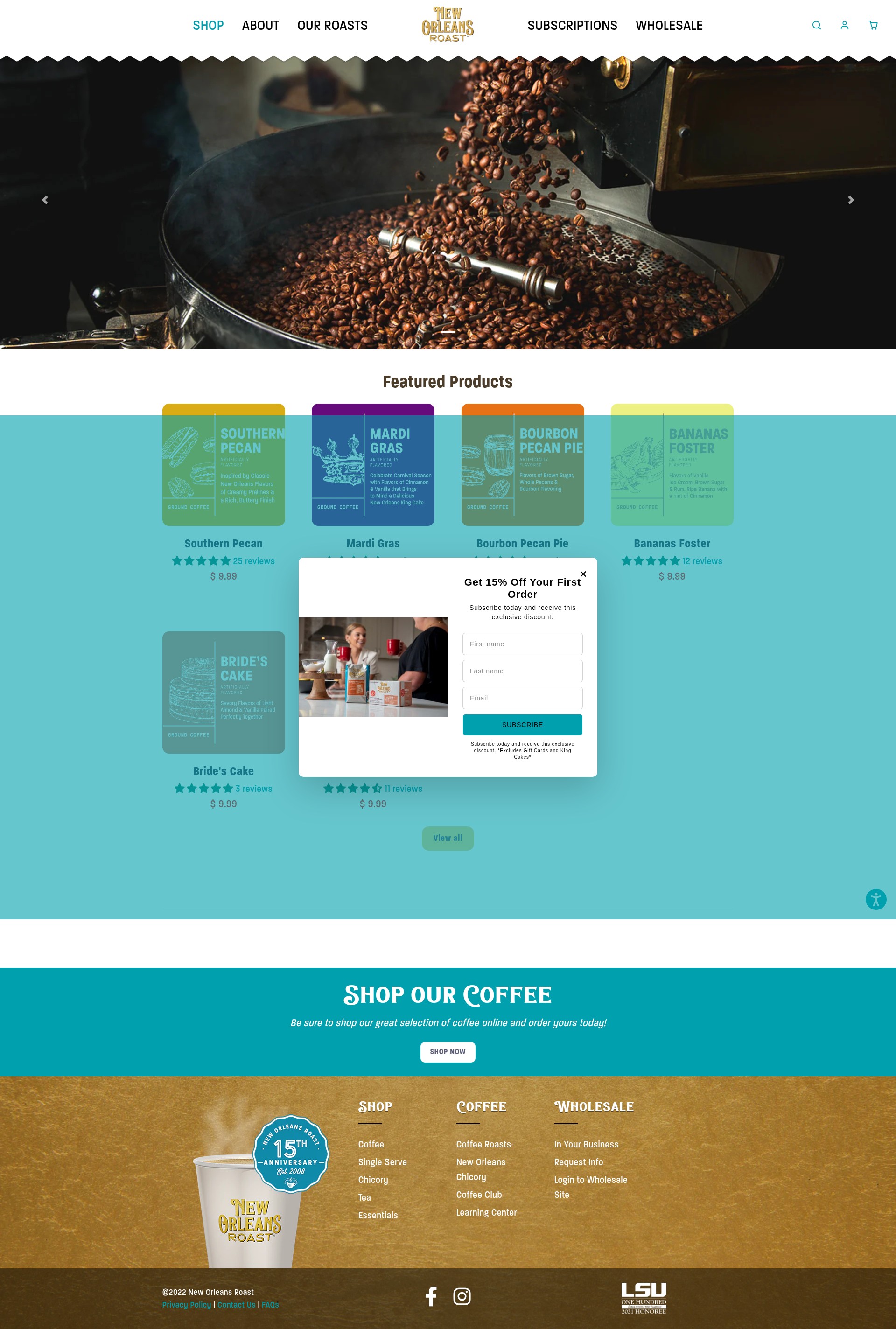 Screenshot of shop.neworleansroast.com