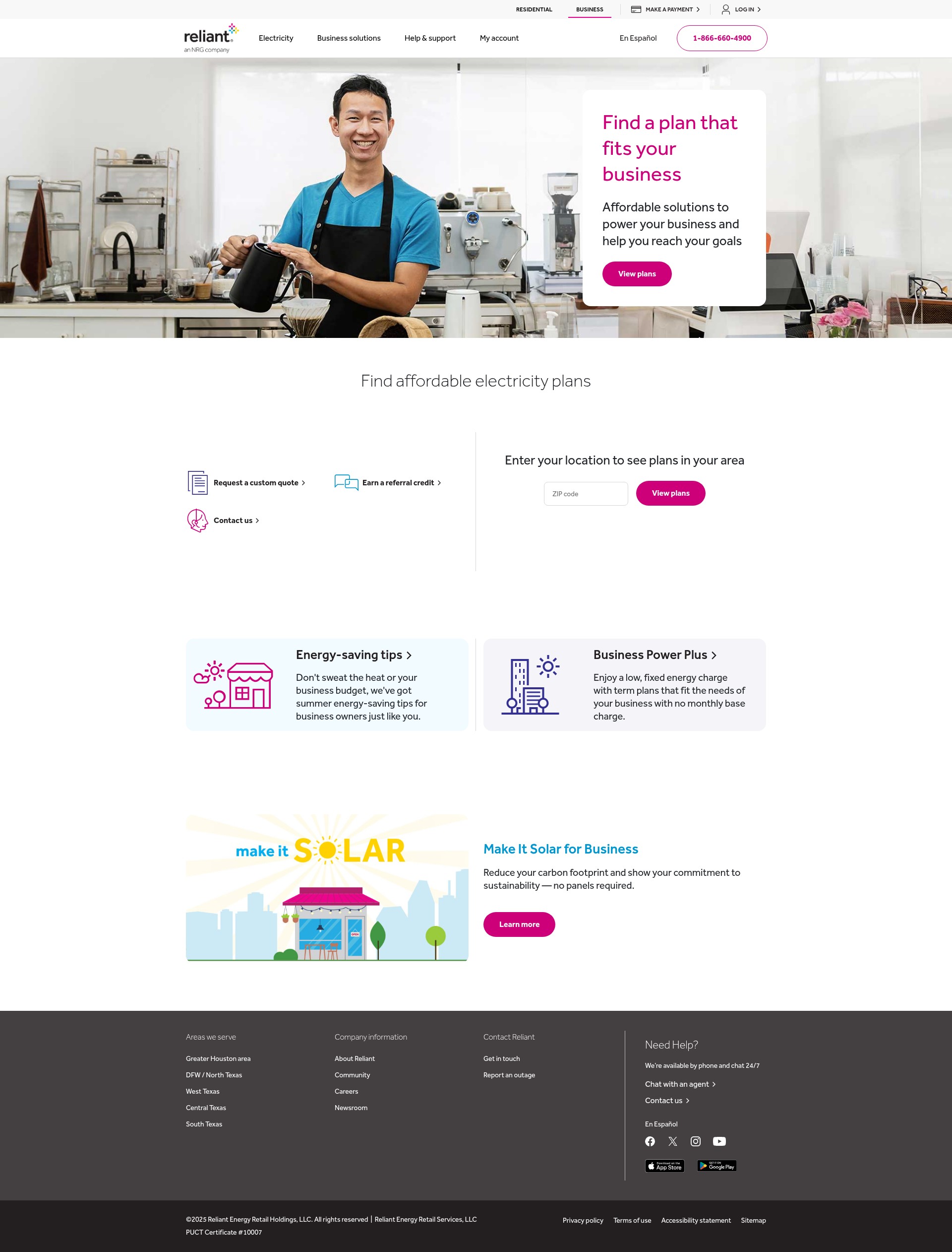 Screenshot of shop.reliant.com