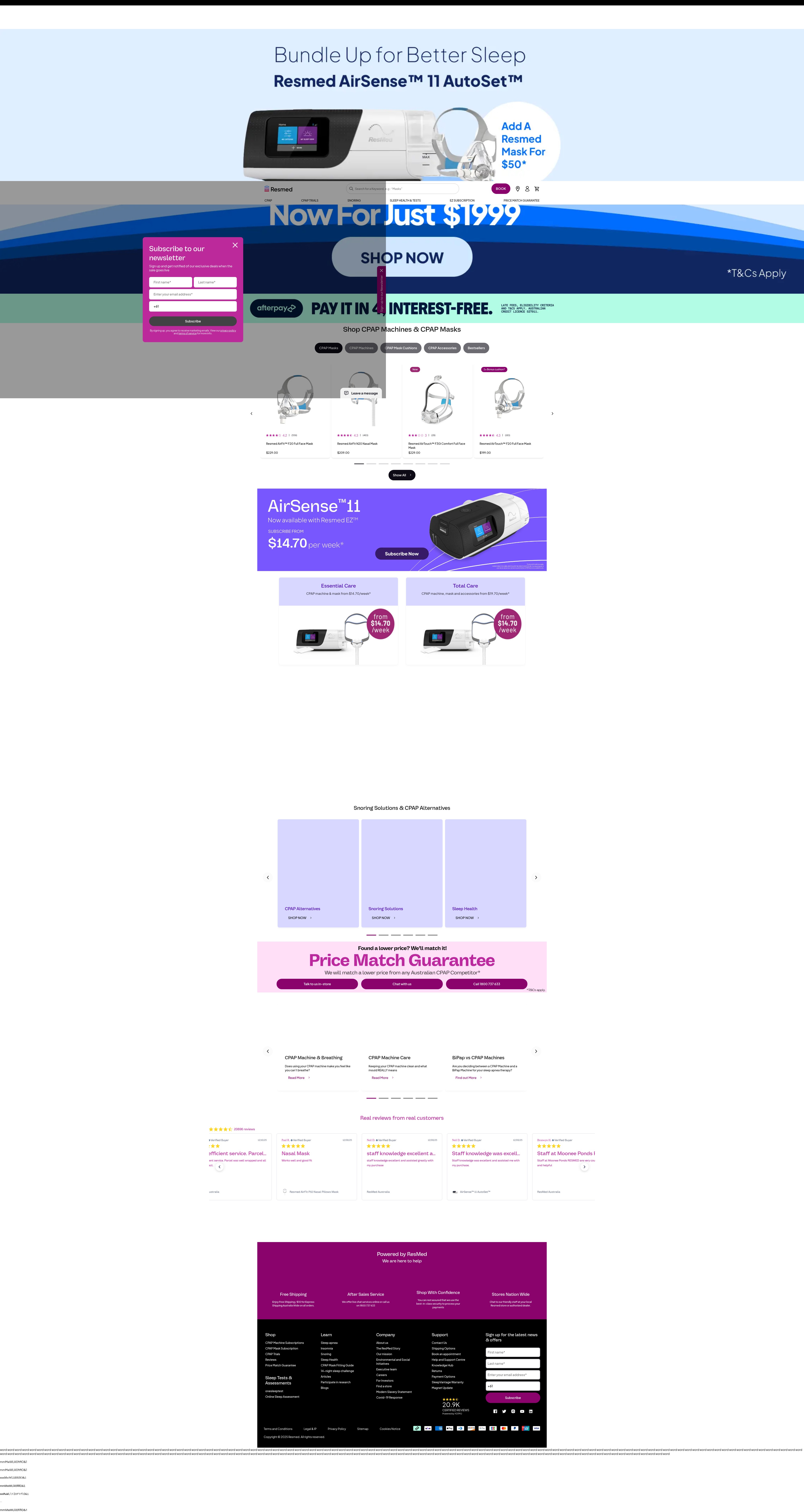 Screenshot of shop.resmed.com.au