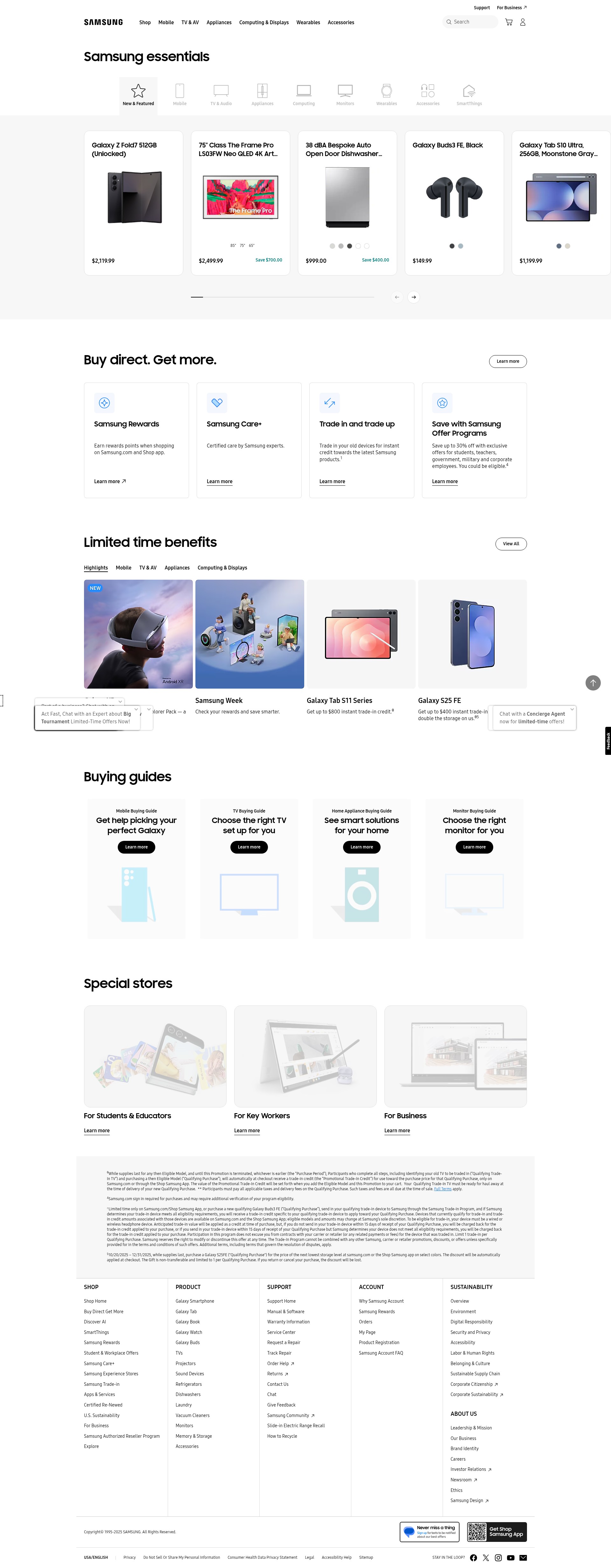 Screenshot of shop.samsung.com
