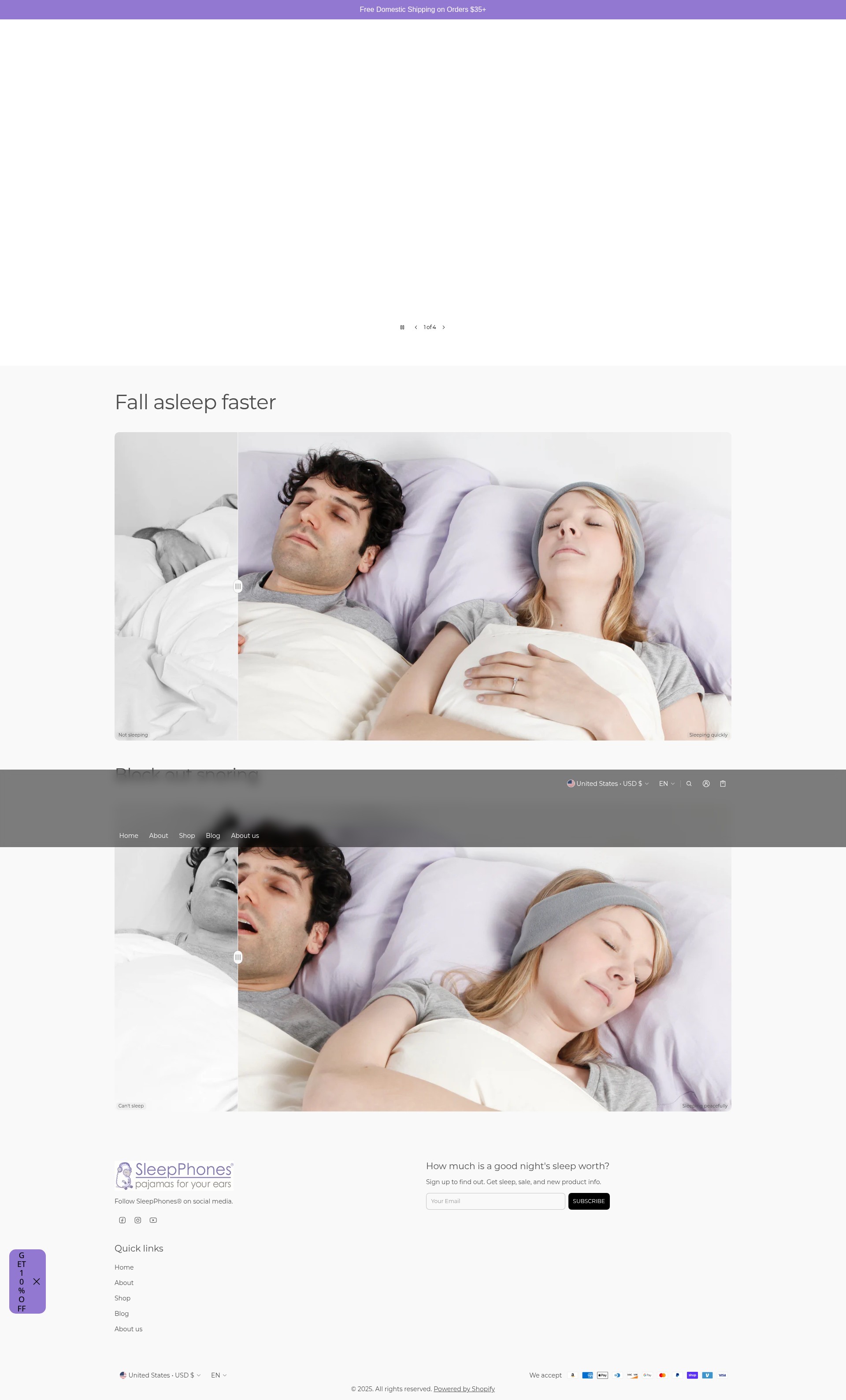 Screenshot of shop.sleepphones.com