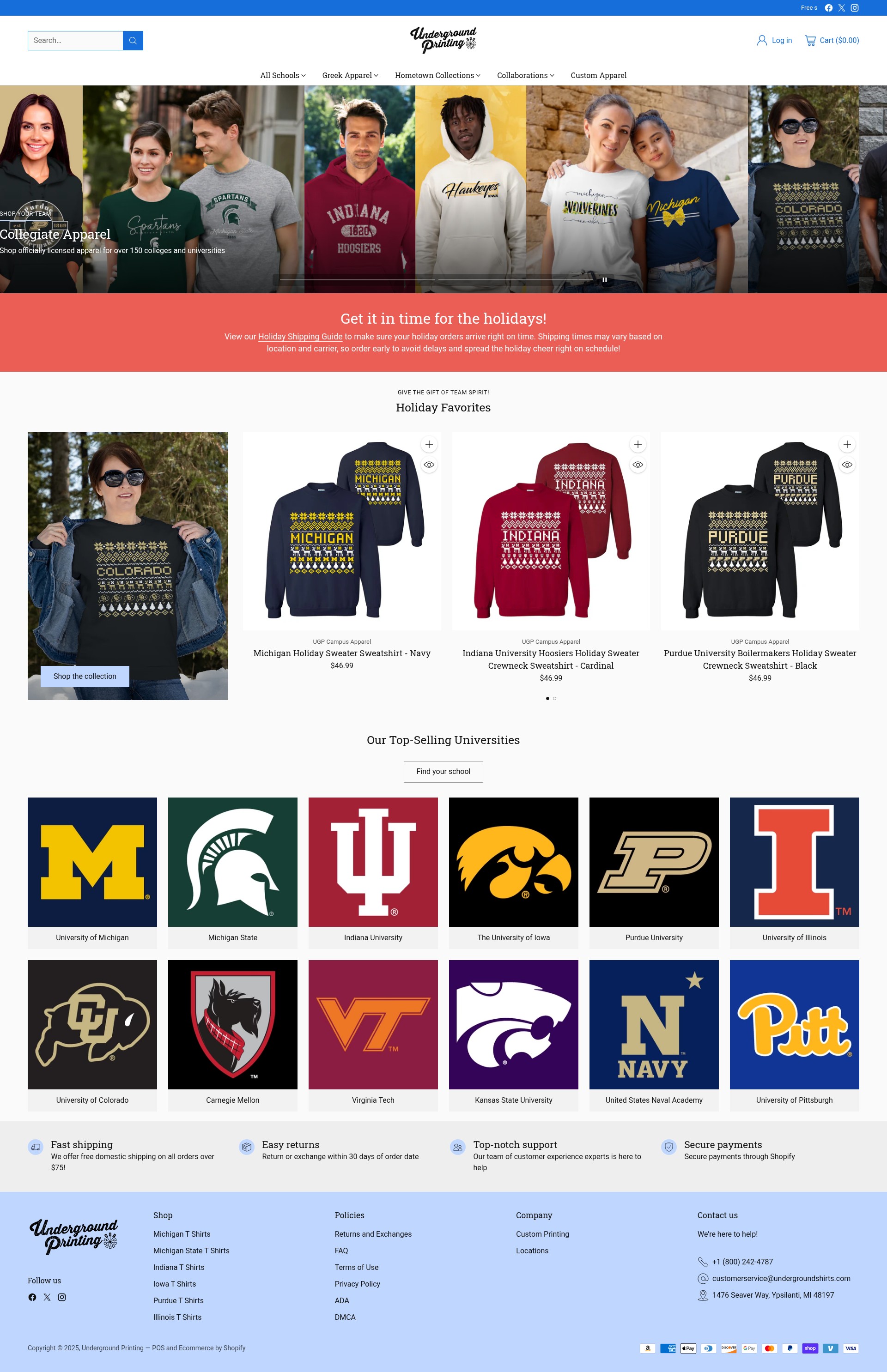 Screenshot of shop.undergroundshirts.com