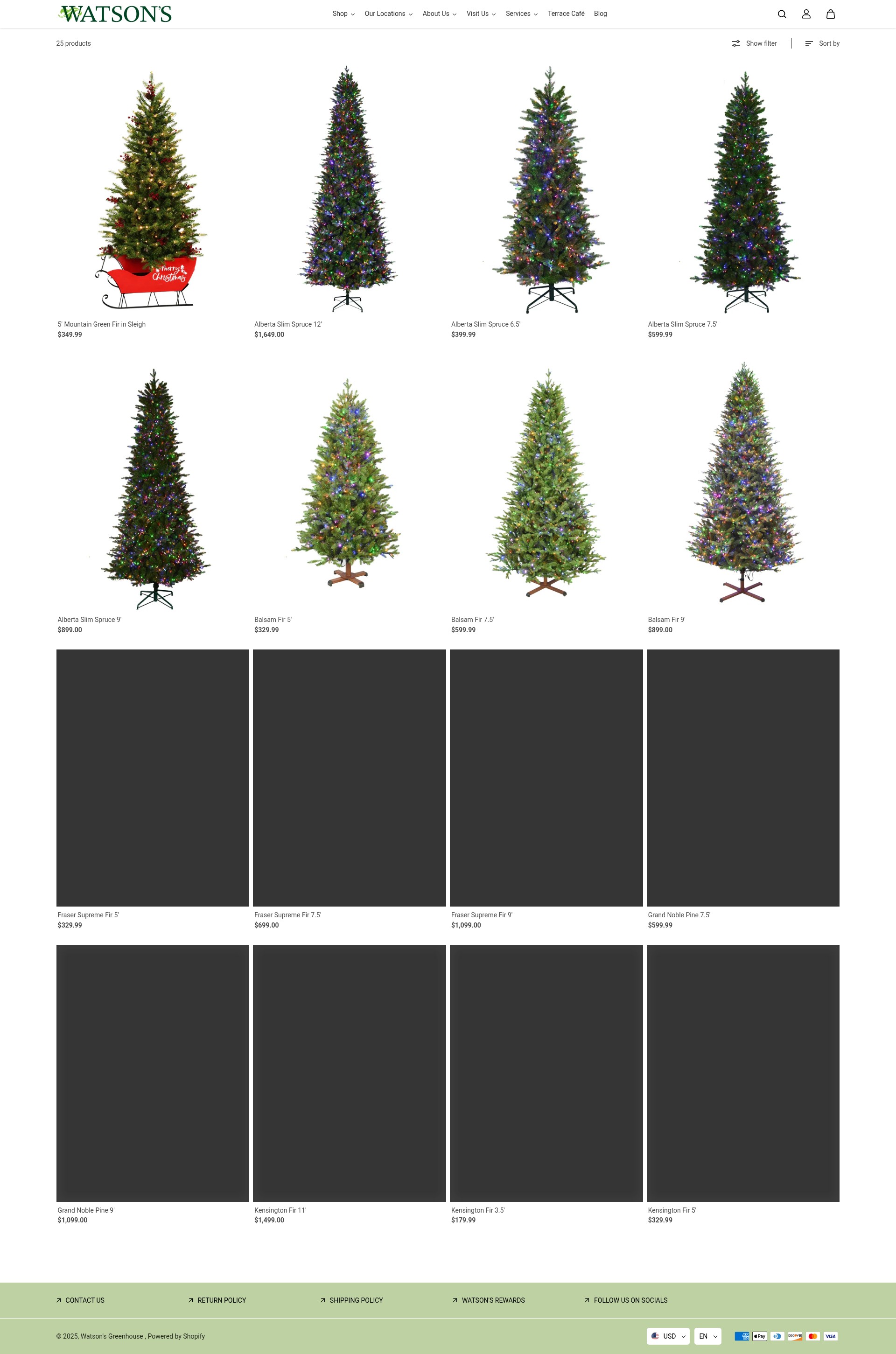 Screenshot of shop.watsonsgreenhouse.com