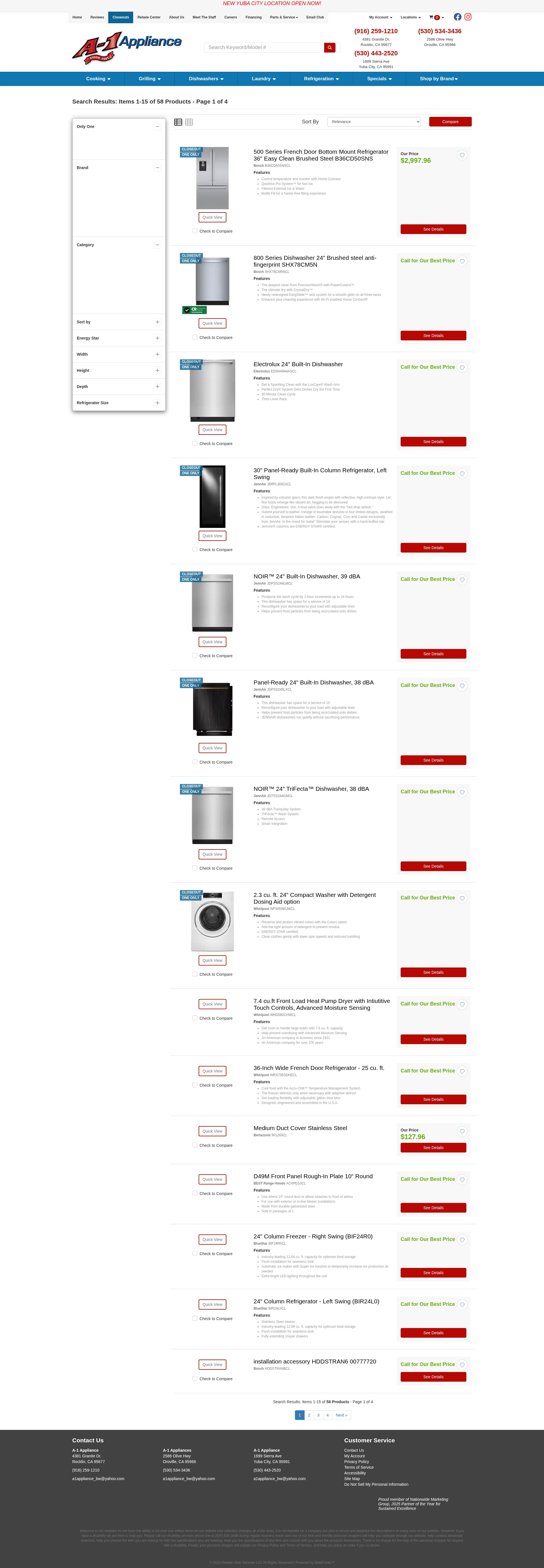 Screenshot of shopa1appliance.com