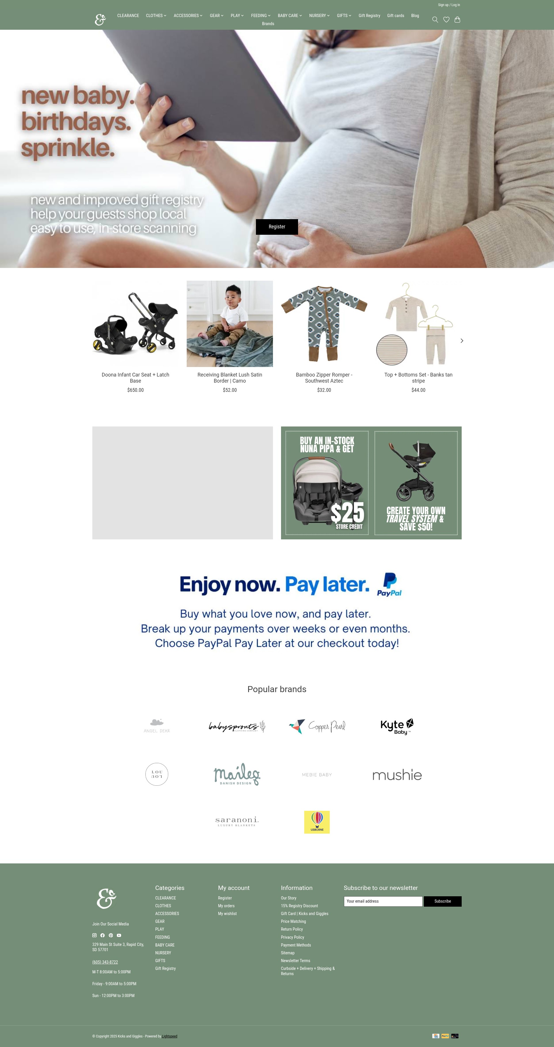 Screenshot of shopkicksandgiggles.com