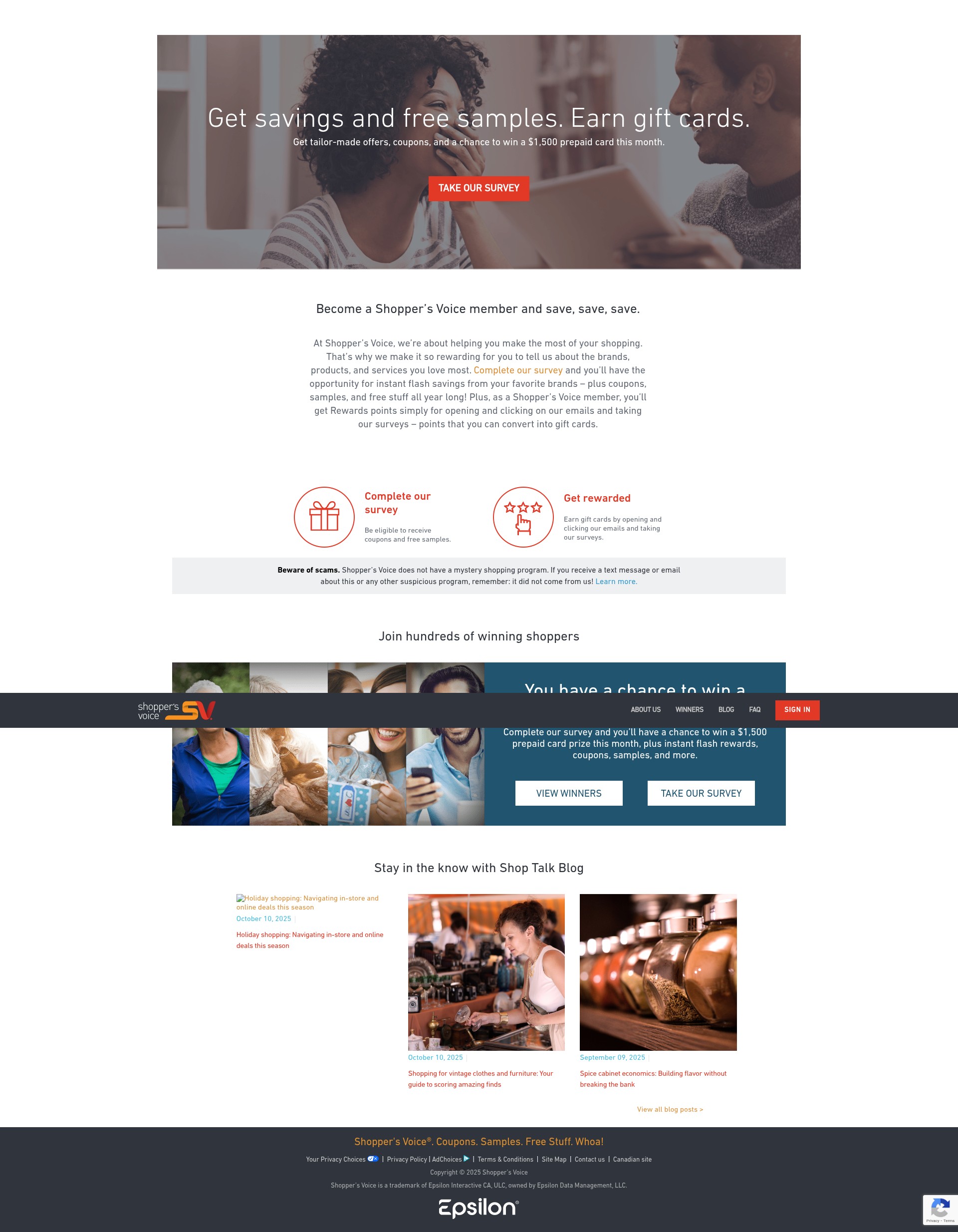 Screenshot of shoppersvoice.com