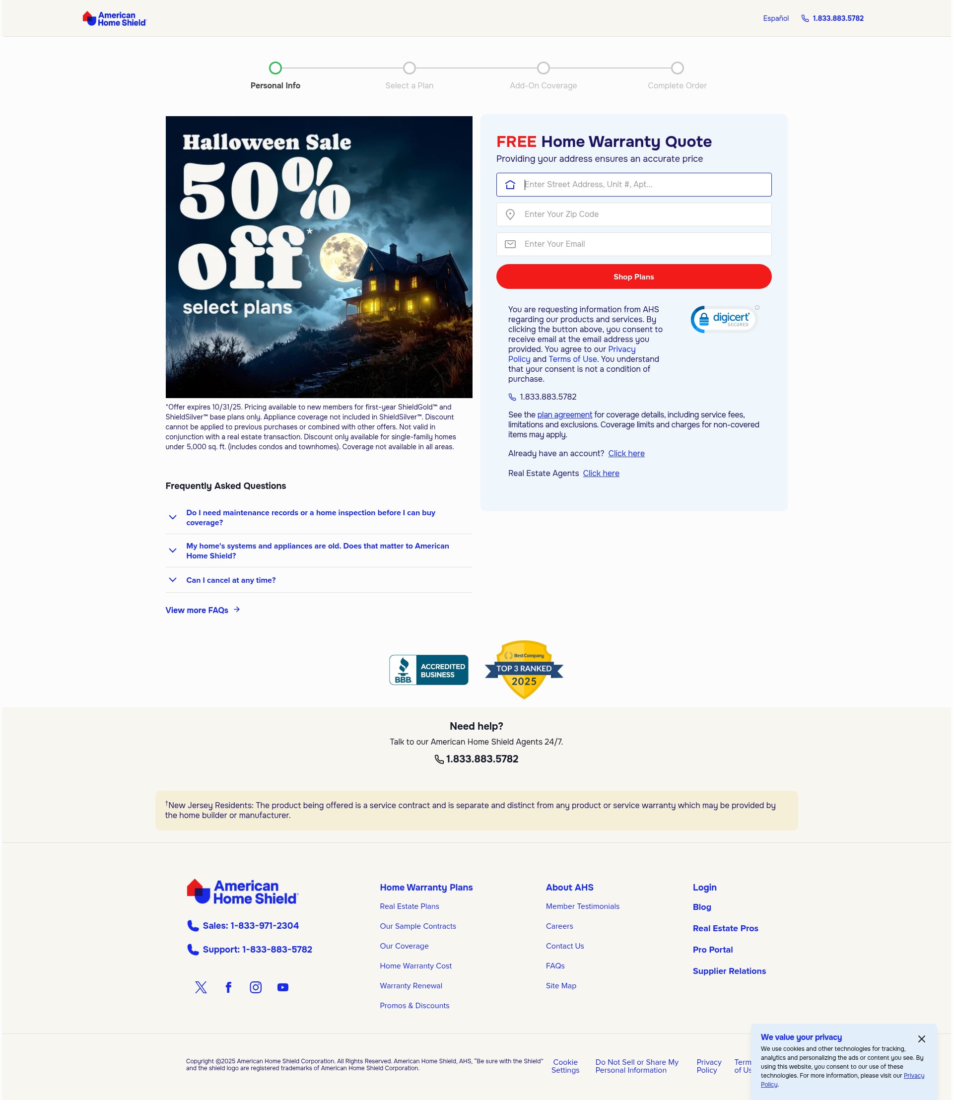 Screenshot of shopping.ahs.com
