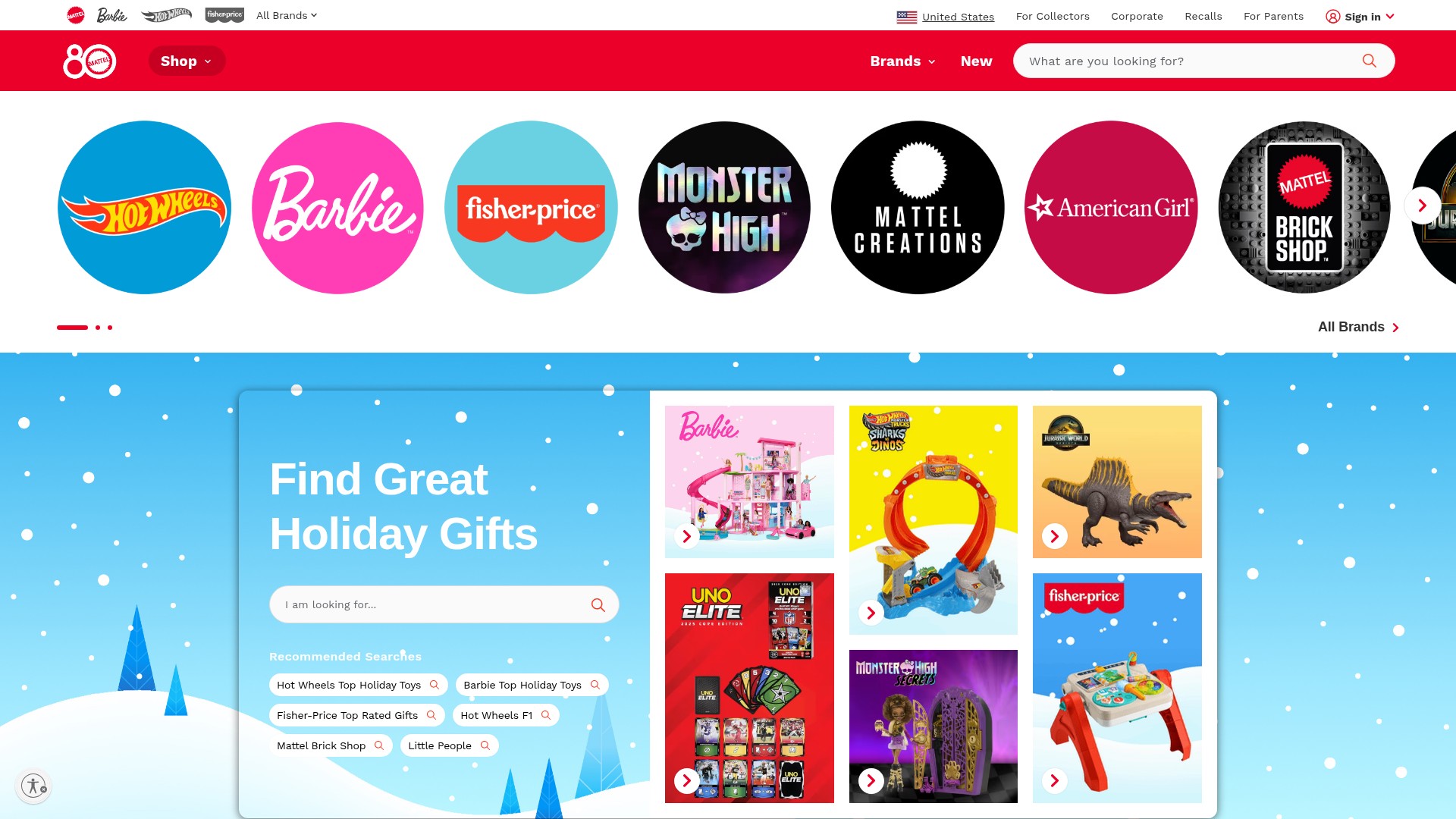 Screenshot of shopping.mattel.com