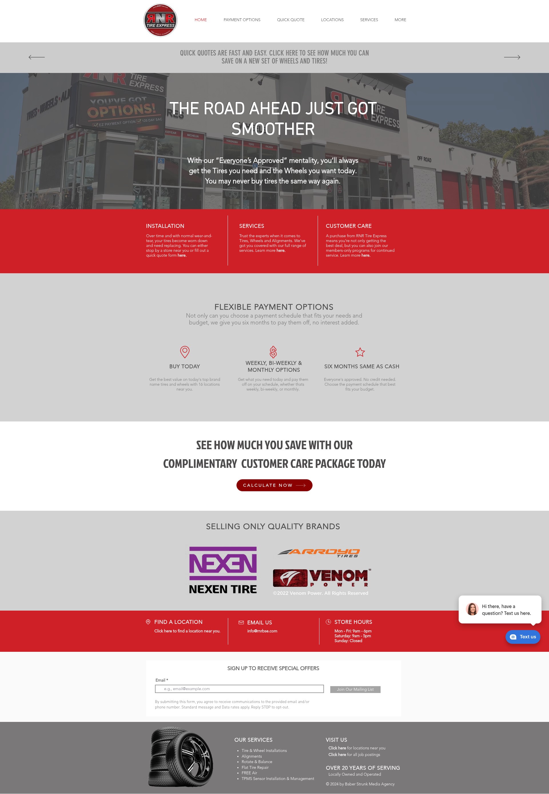 Screenshot of shoprnrtires.com
