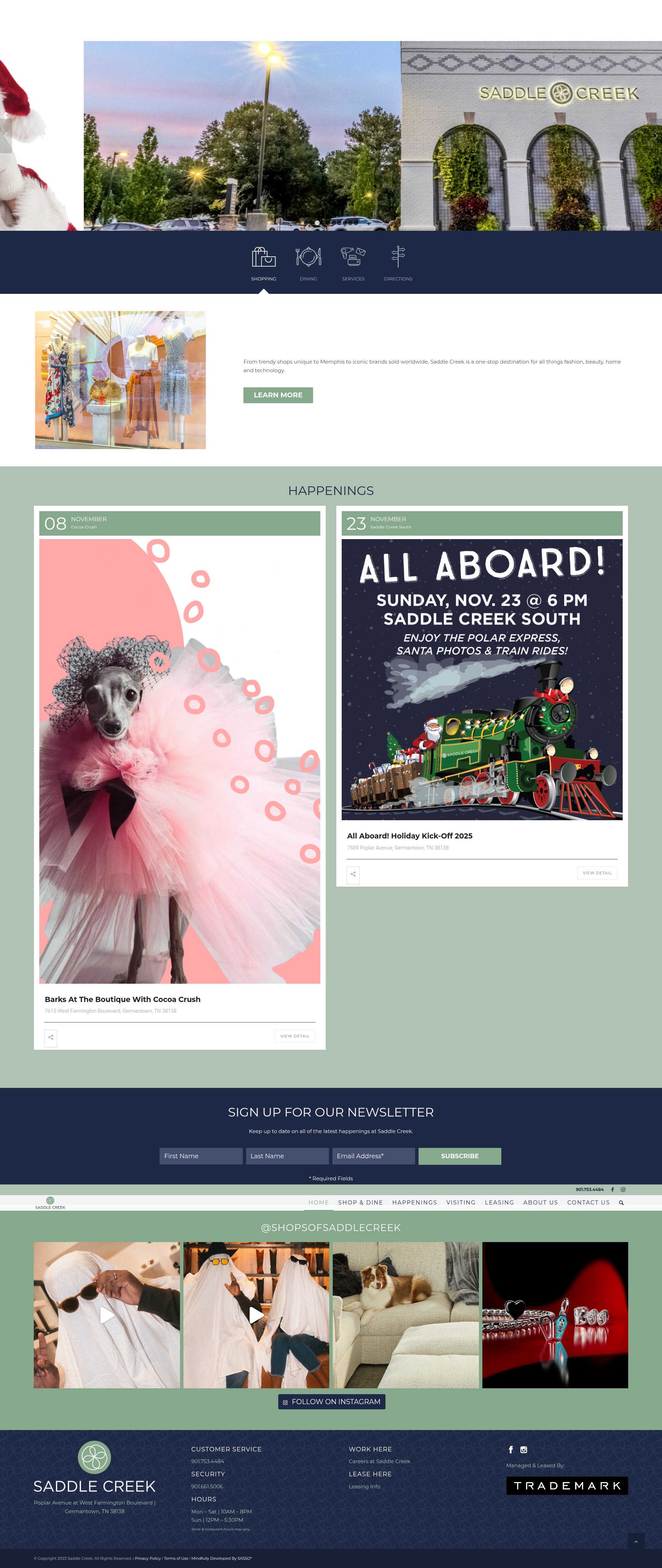 Screenshot of shopsofsaddlecreek.com
