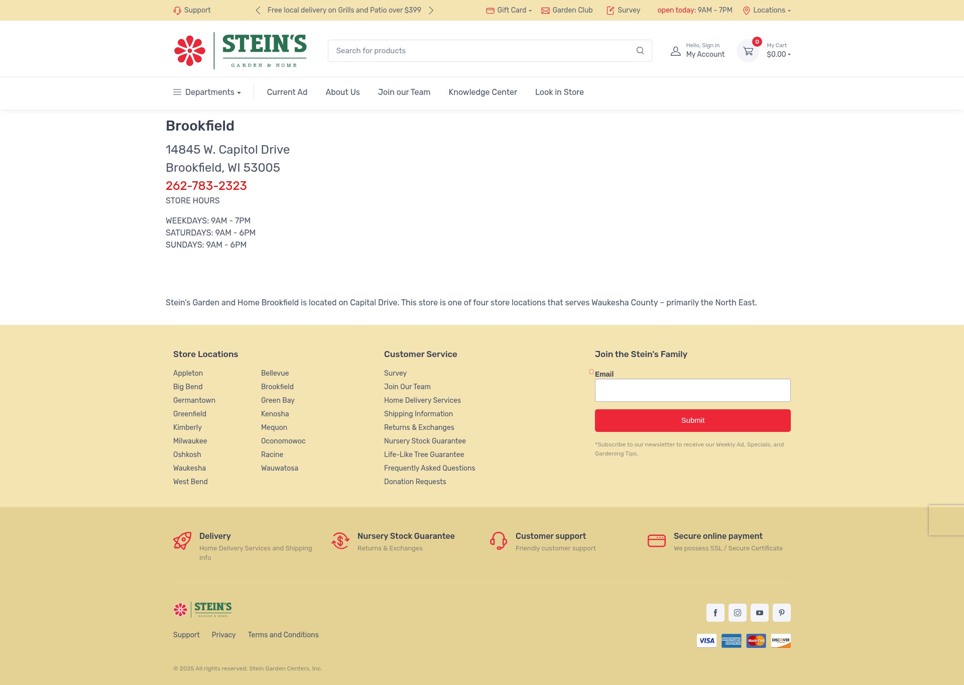 Screenshot of shopsteins.com