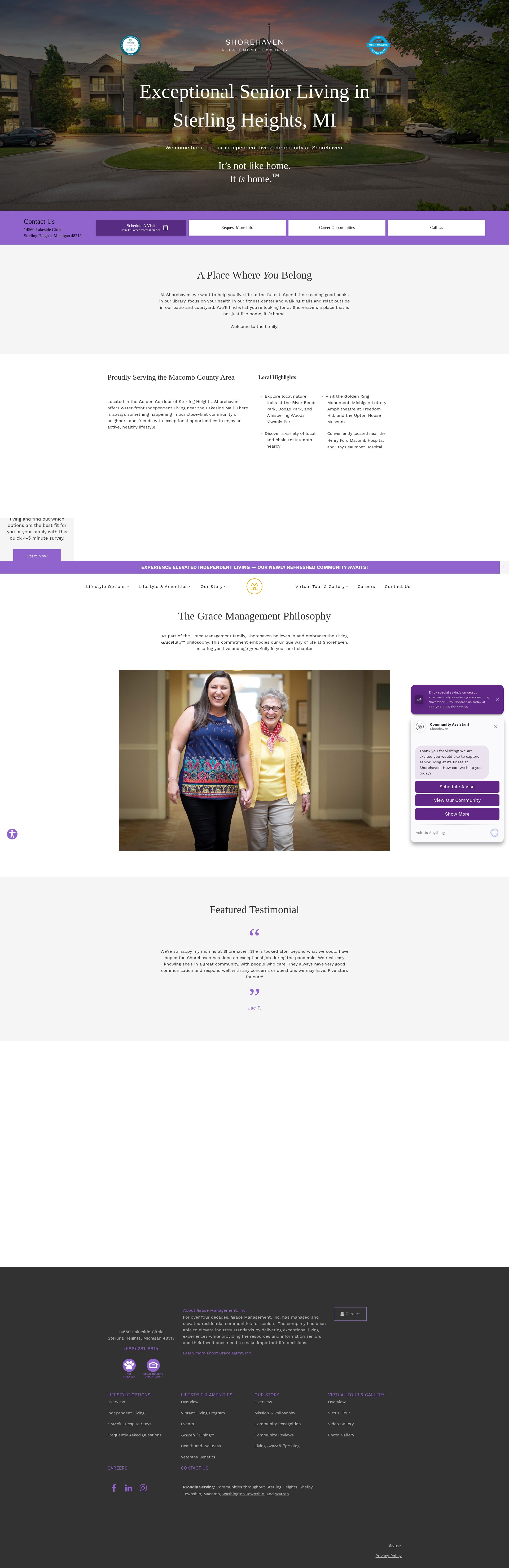 Screenshot of shorehavenseniorliving.com