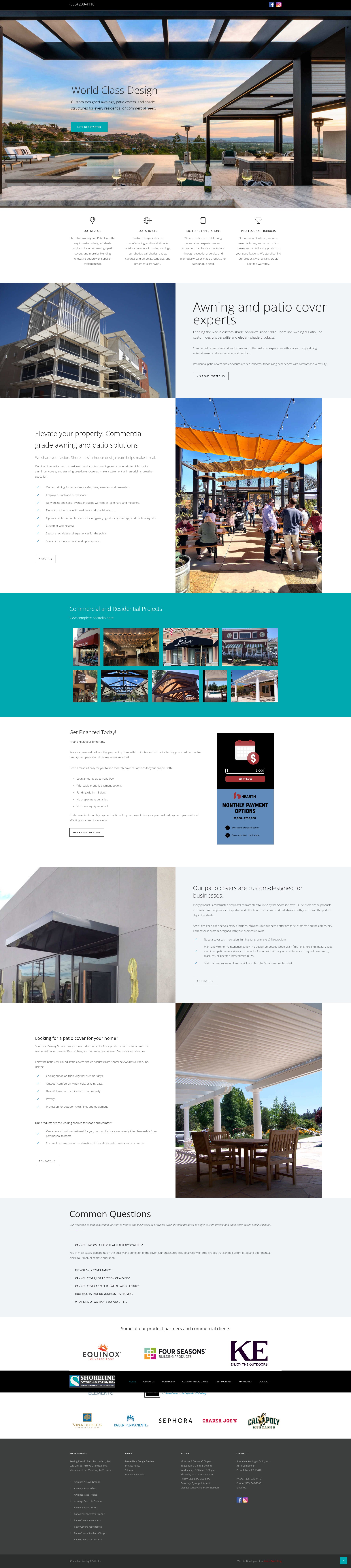 Screenshot of shorelineawnings.com