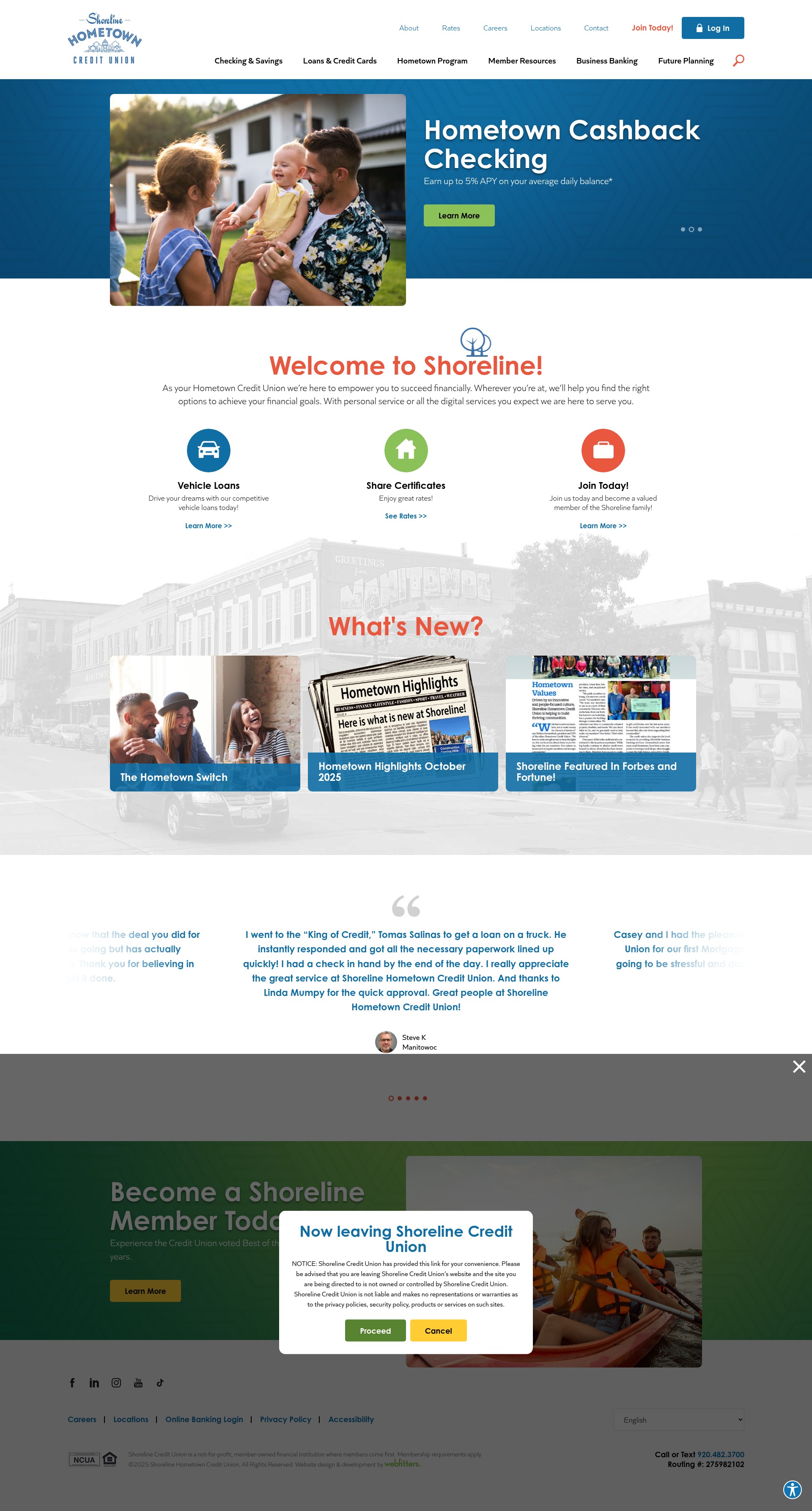 Screenshot of shorelinecu.org