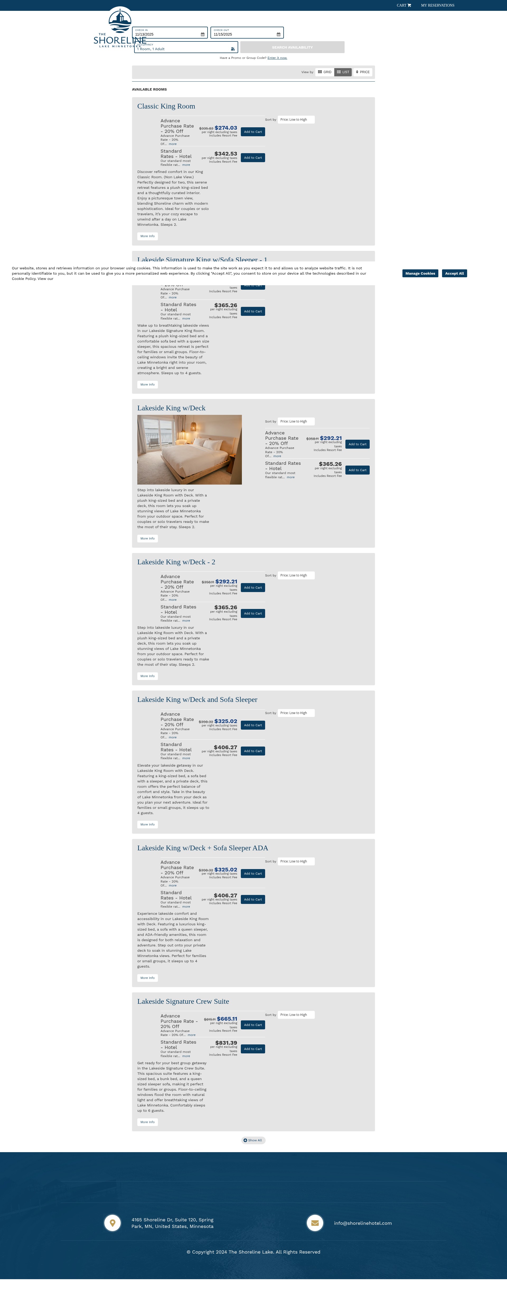 Screenshot of shorelinehotel.com