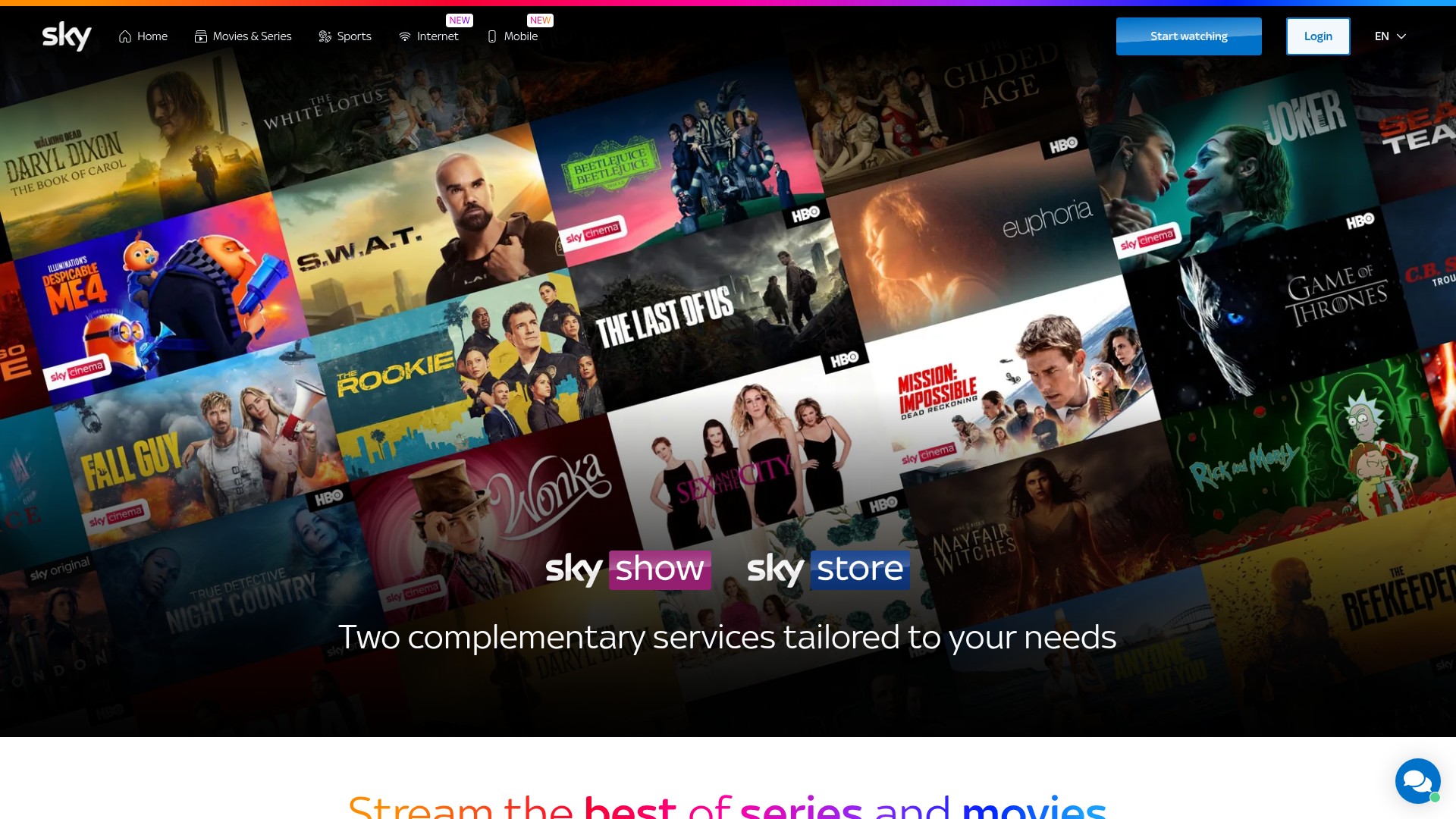 Screenshot of show.sky.ch