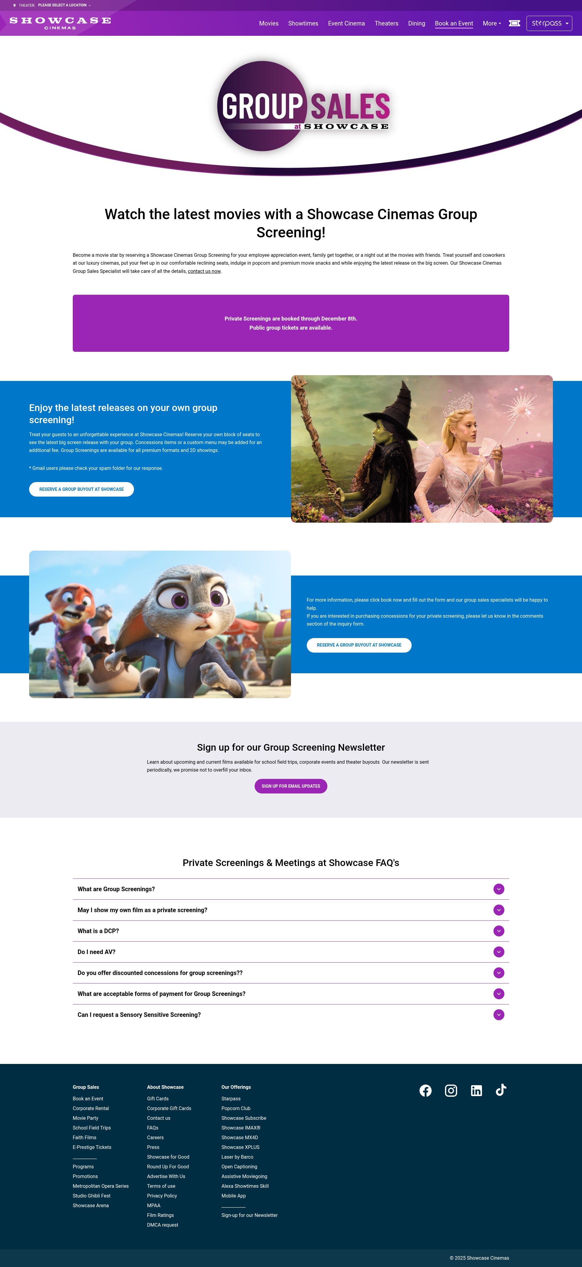 Screenshot of showcasecinemas.com