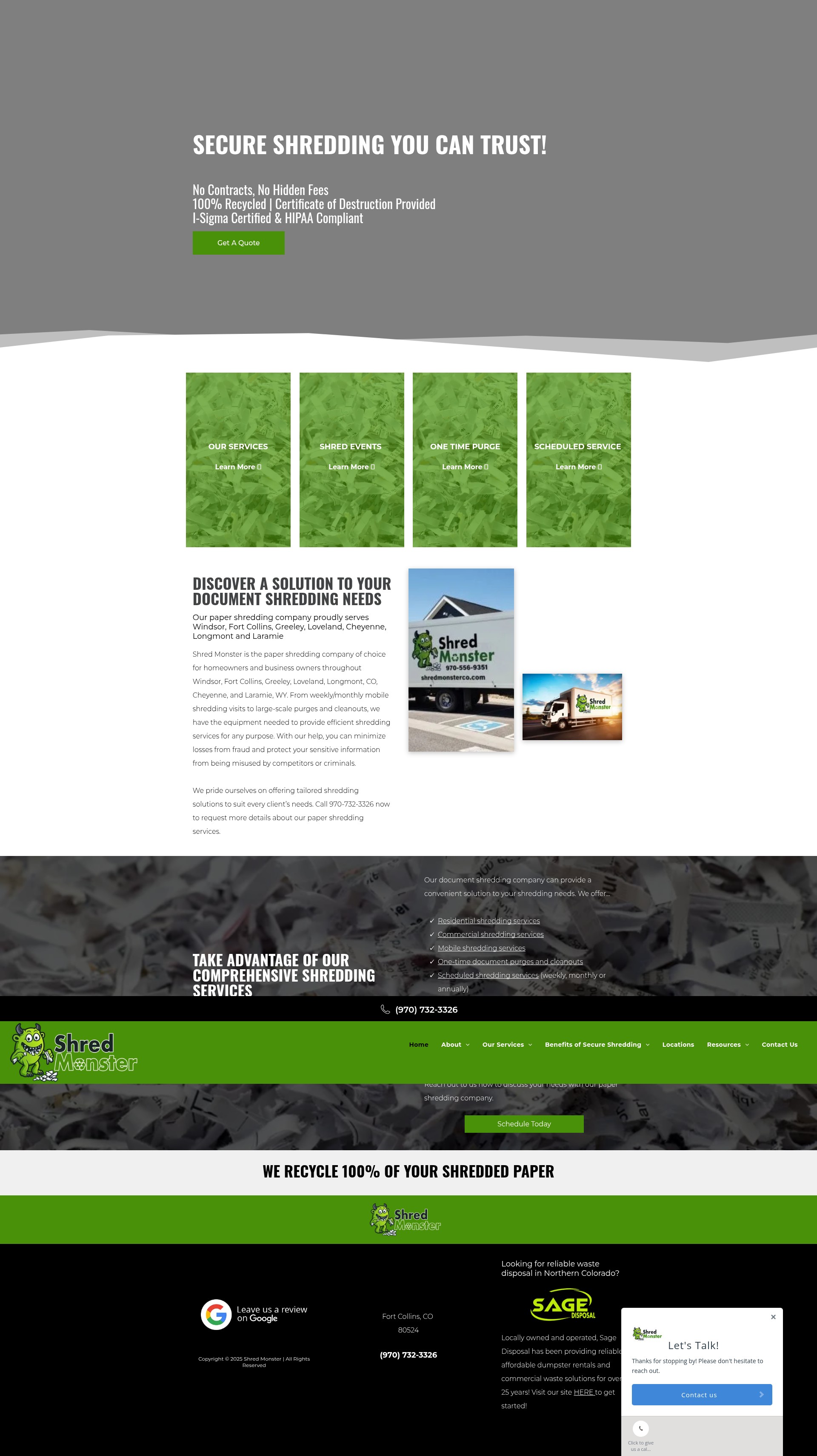 Screenshot of shredmonsterco.com