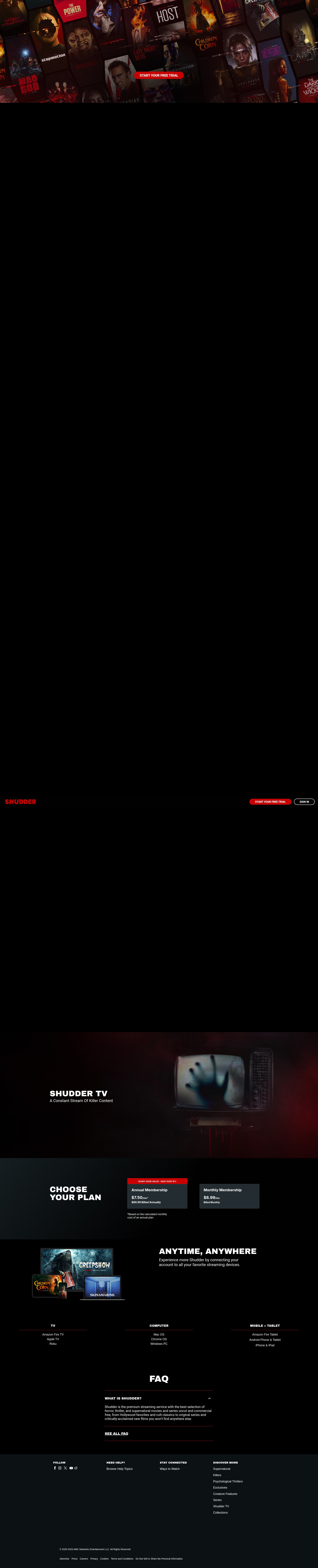 Screenshot of shudder.com