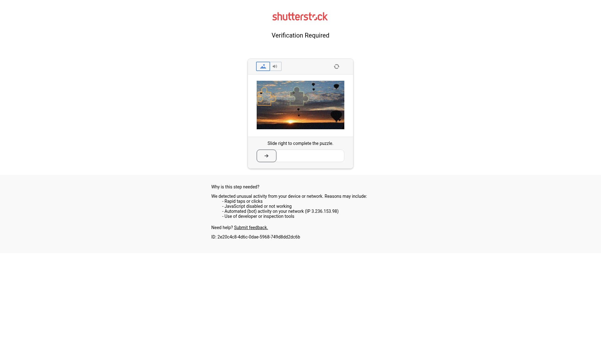 Screenshot of shutterstock.com