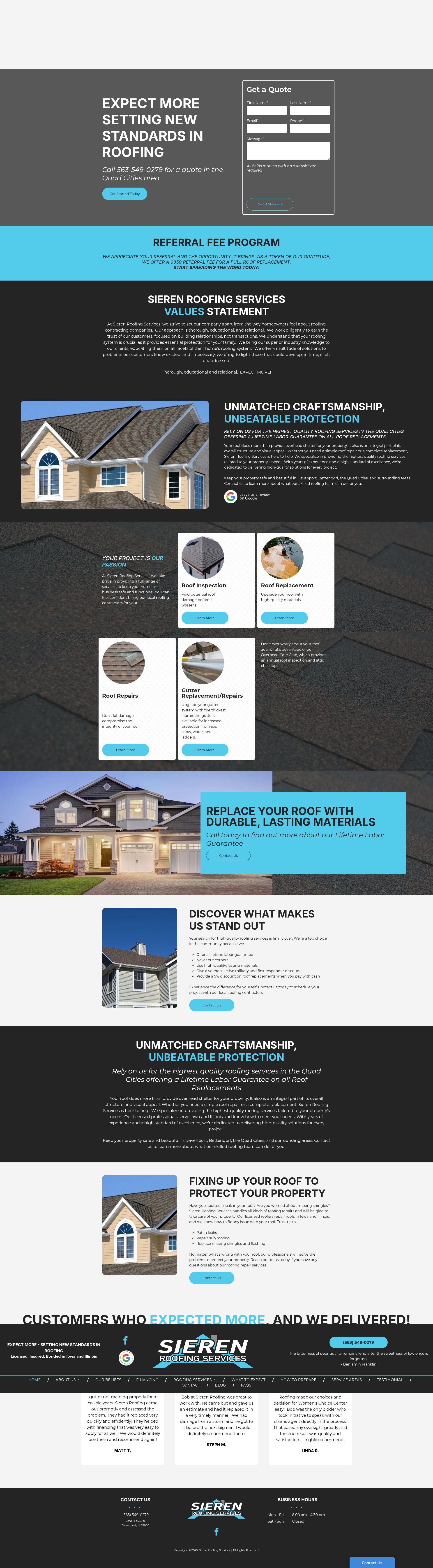 Screenshot of sierenroofing.com
