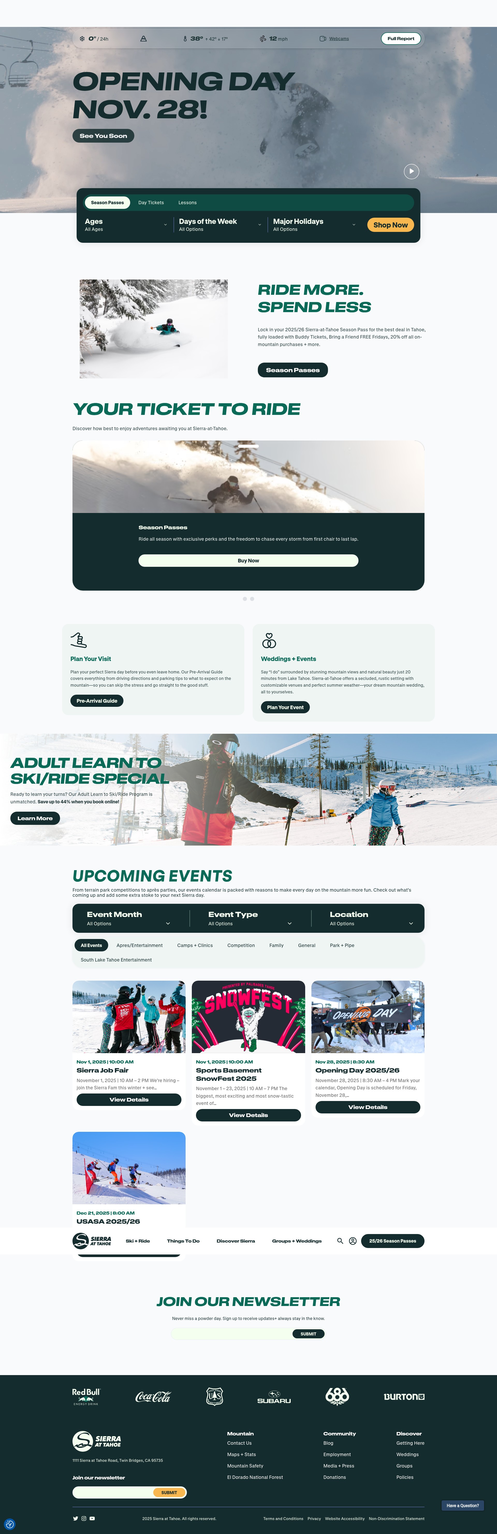 Screenshot of sierraattahoe.com