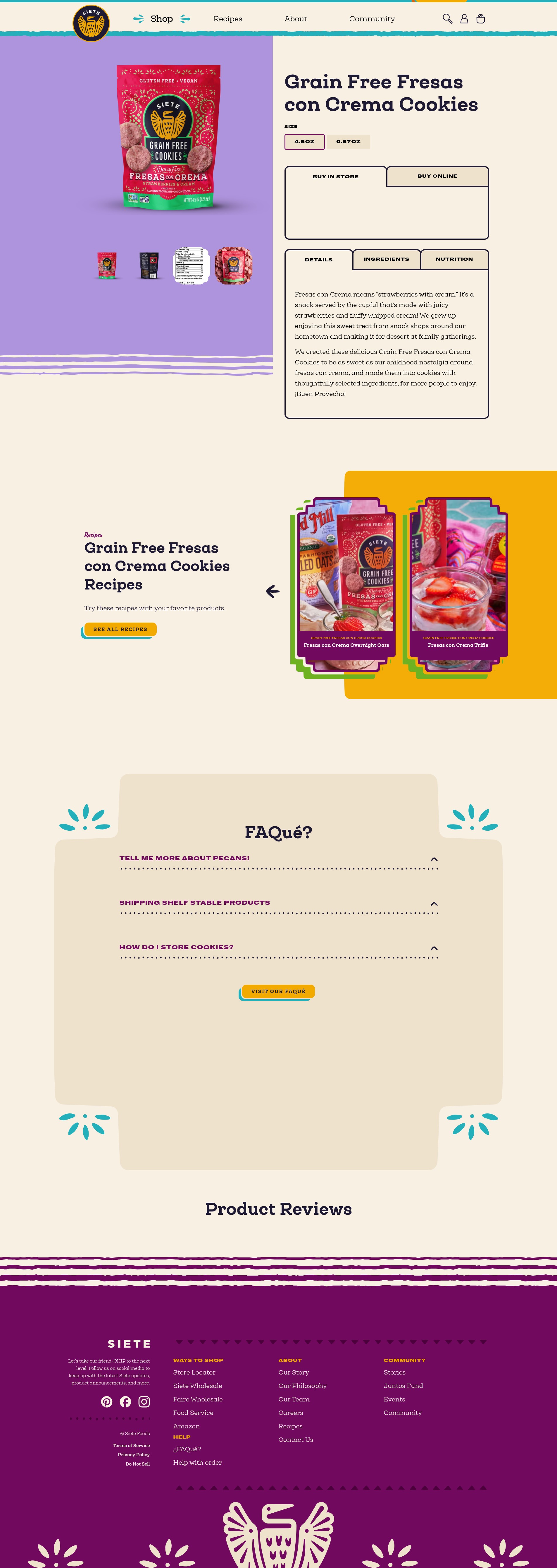 Screenshot of sietefoods.com