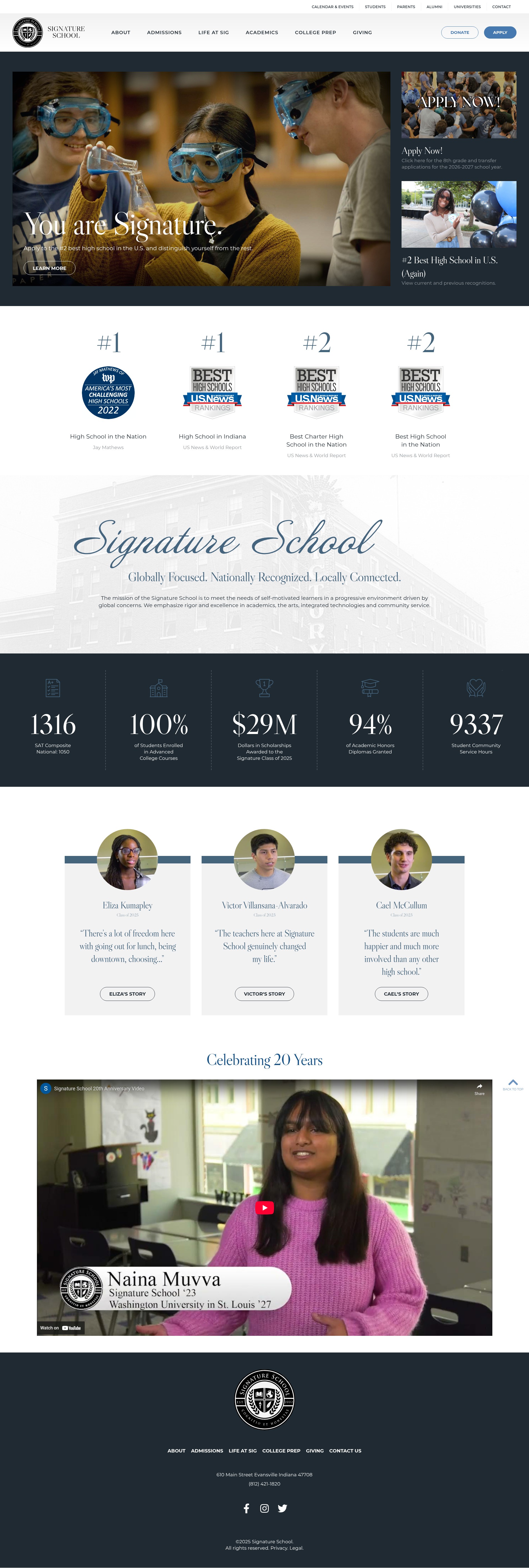 Screenshot of signature.edu