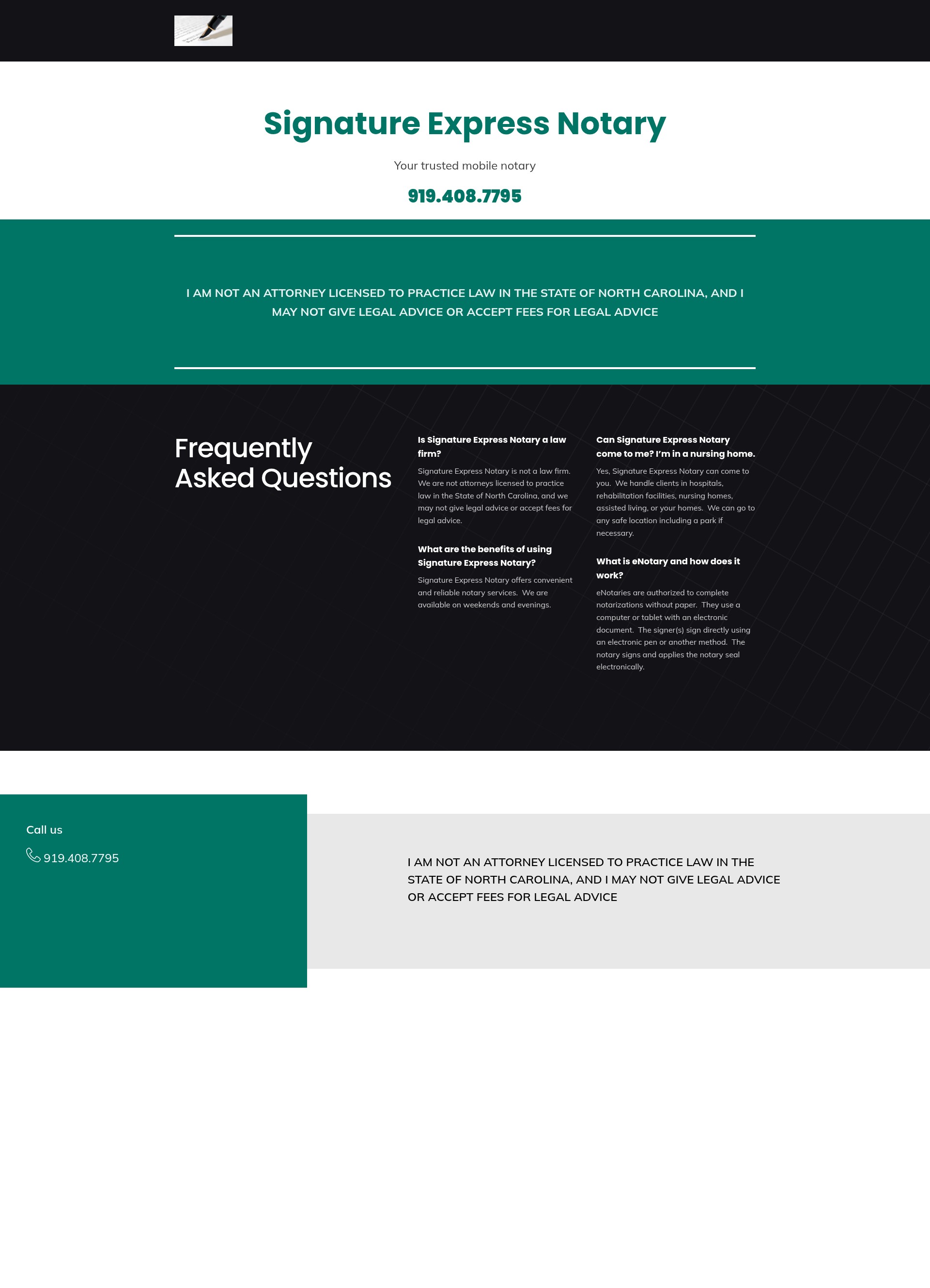 Screenshot of signatureexpressnotaryllc.com