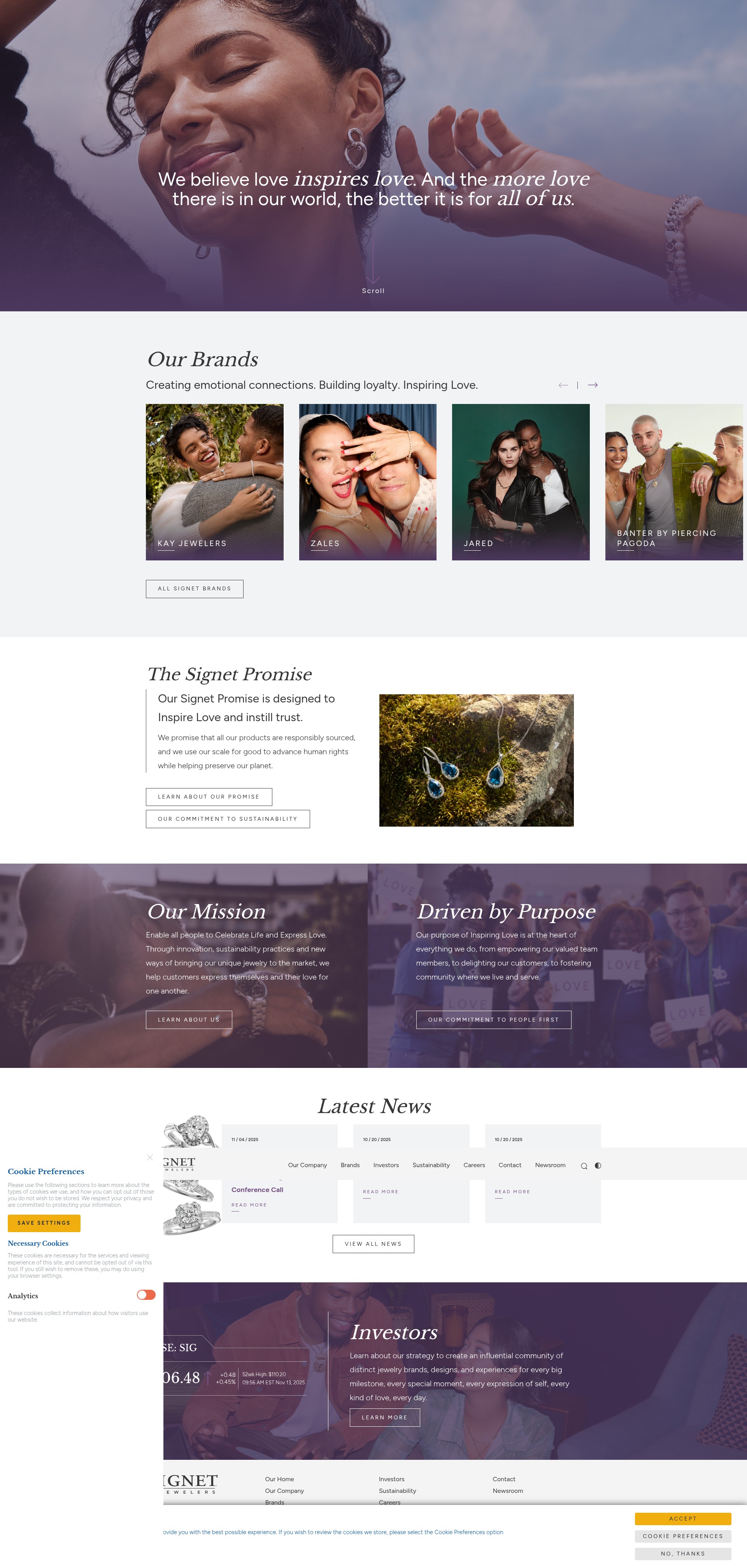 Screenshot of signetjewelers.com