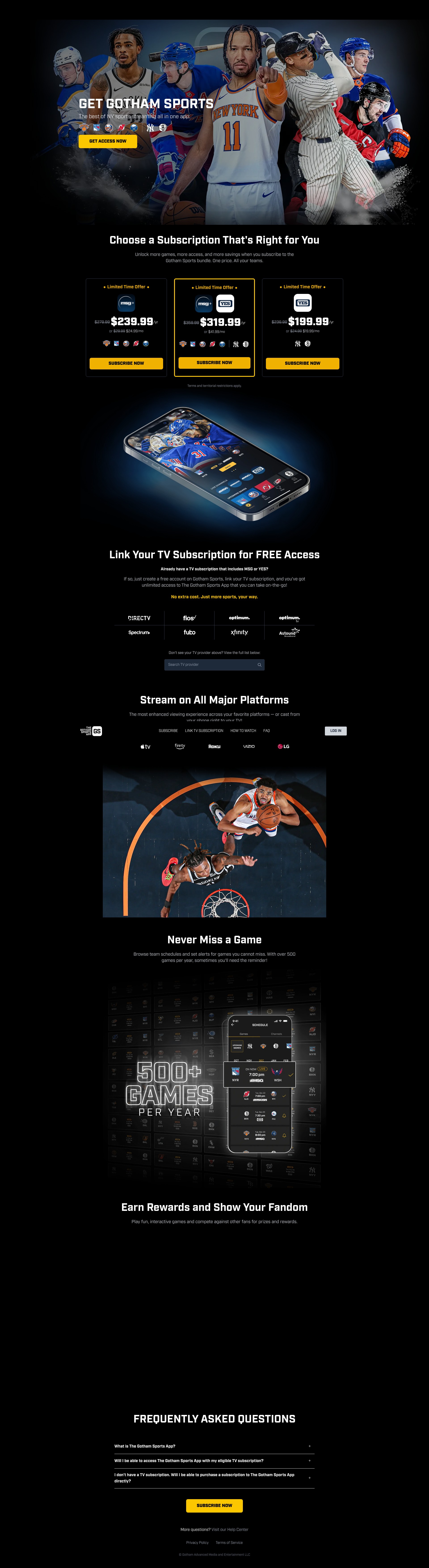 Screenshot of signup.gothamsports.com