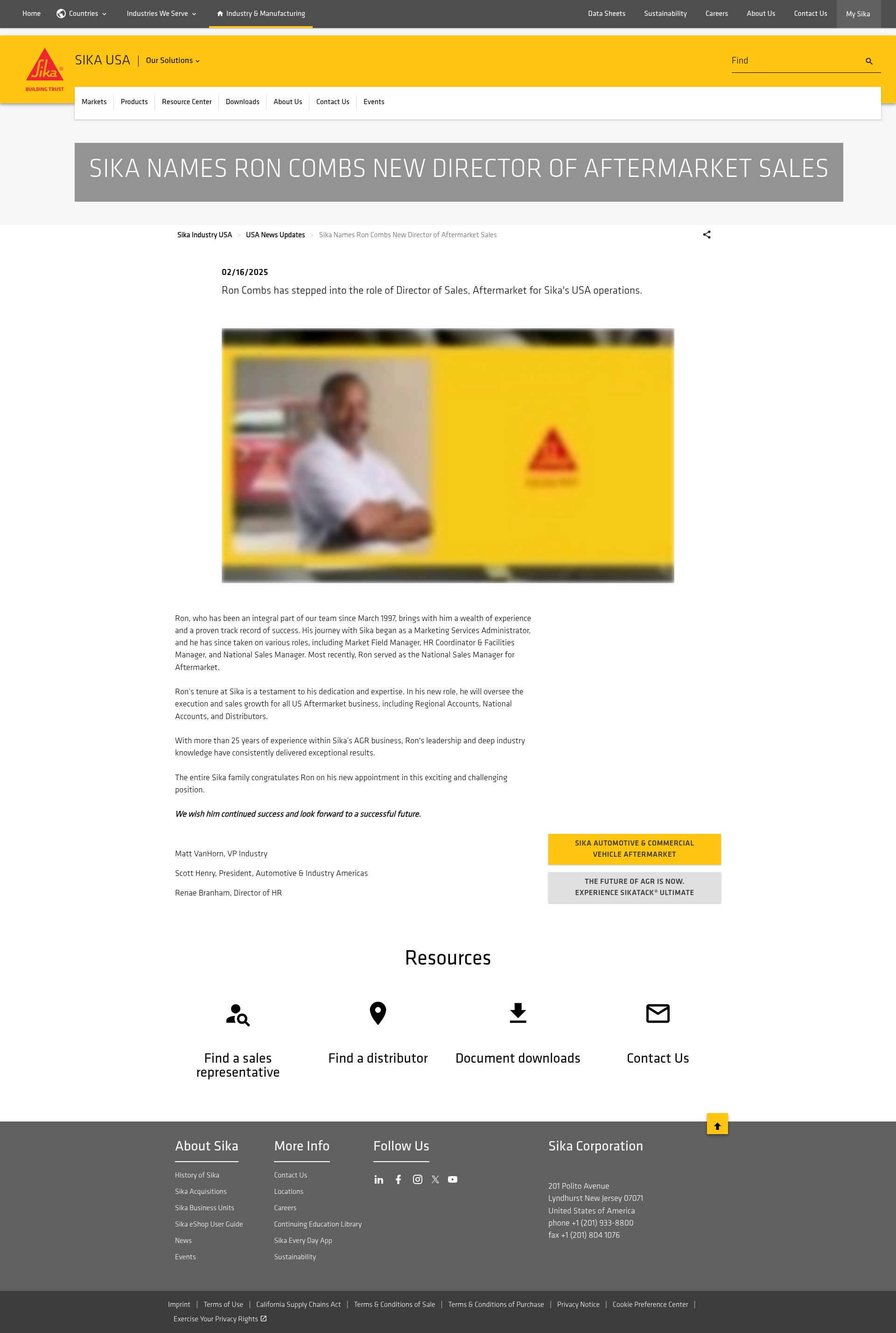 Screenshot of sikaindustry.com